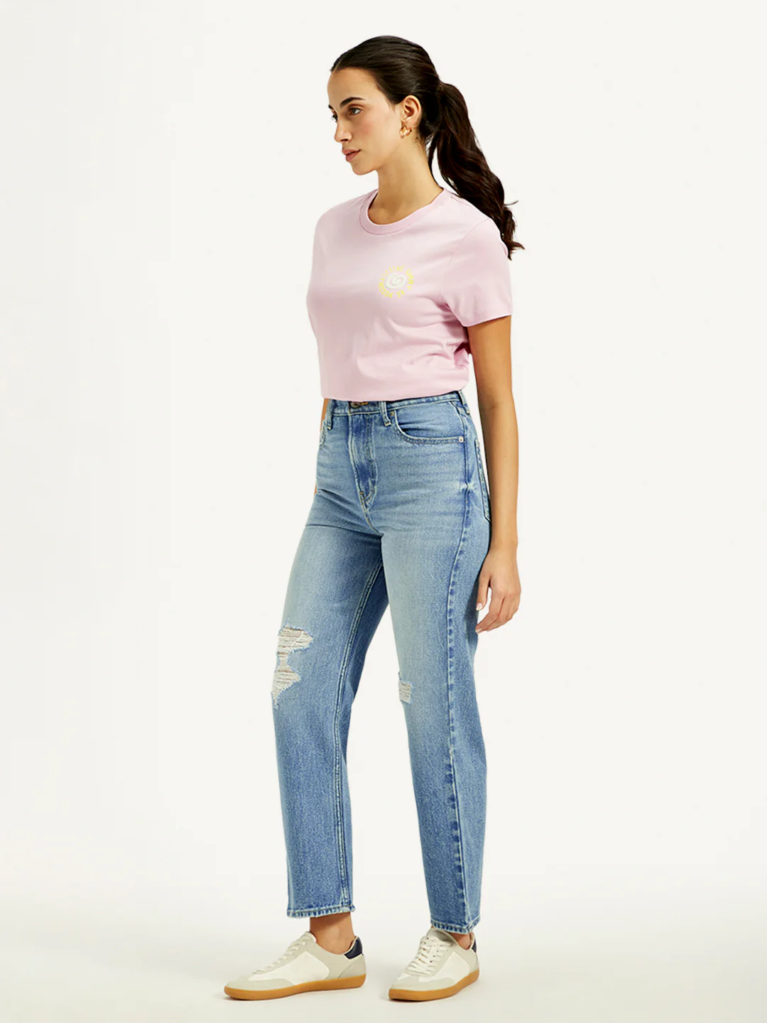 Women's Blue Ribcage Straight Fit High Rise Jeans - Image 4