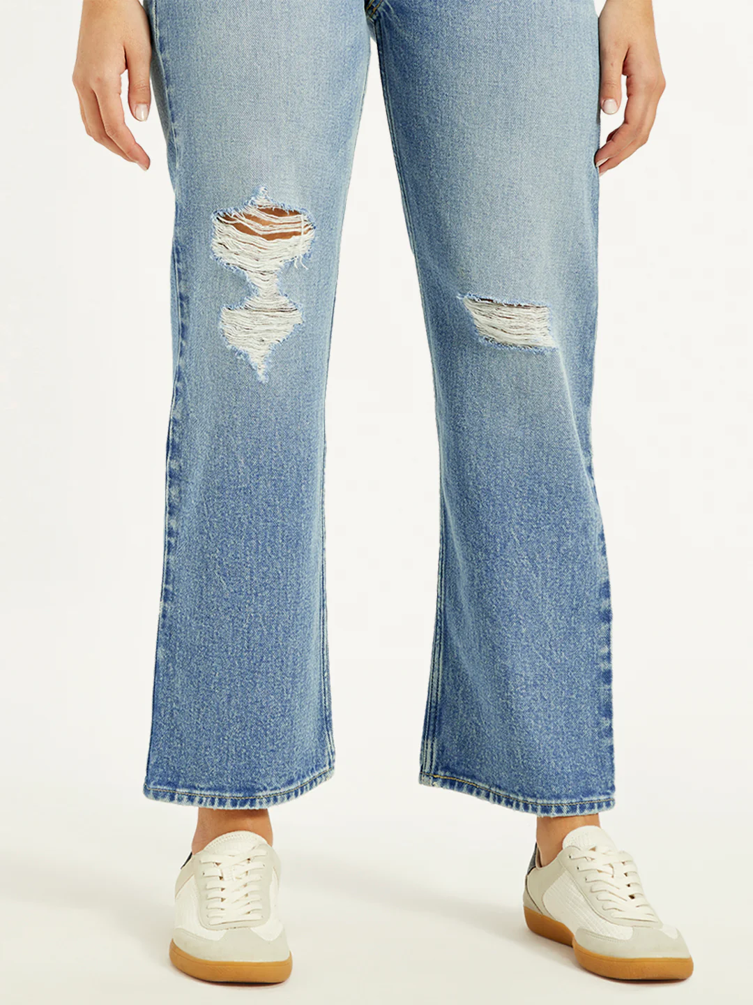 Women's Blue Ribcage Straight Fit High Rise Jeans - Image 5