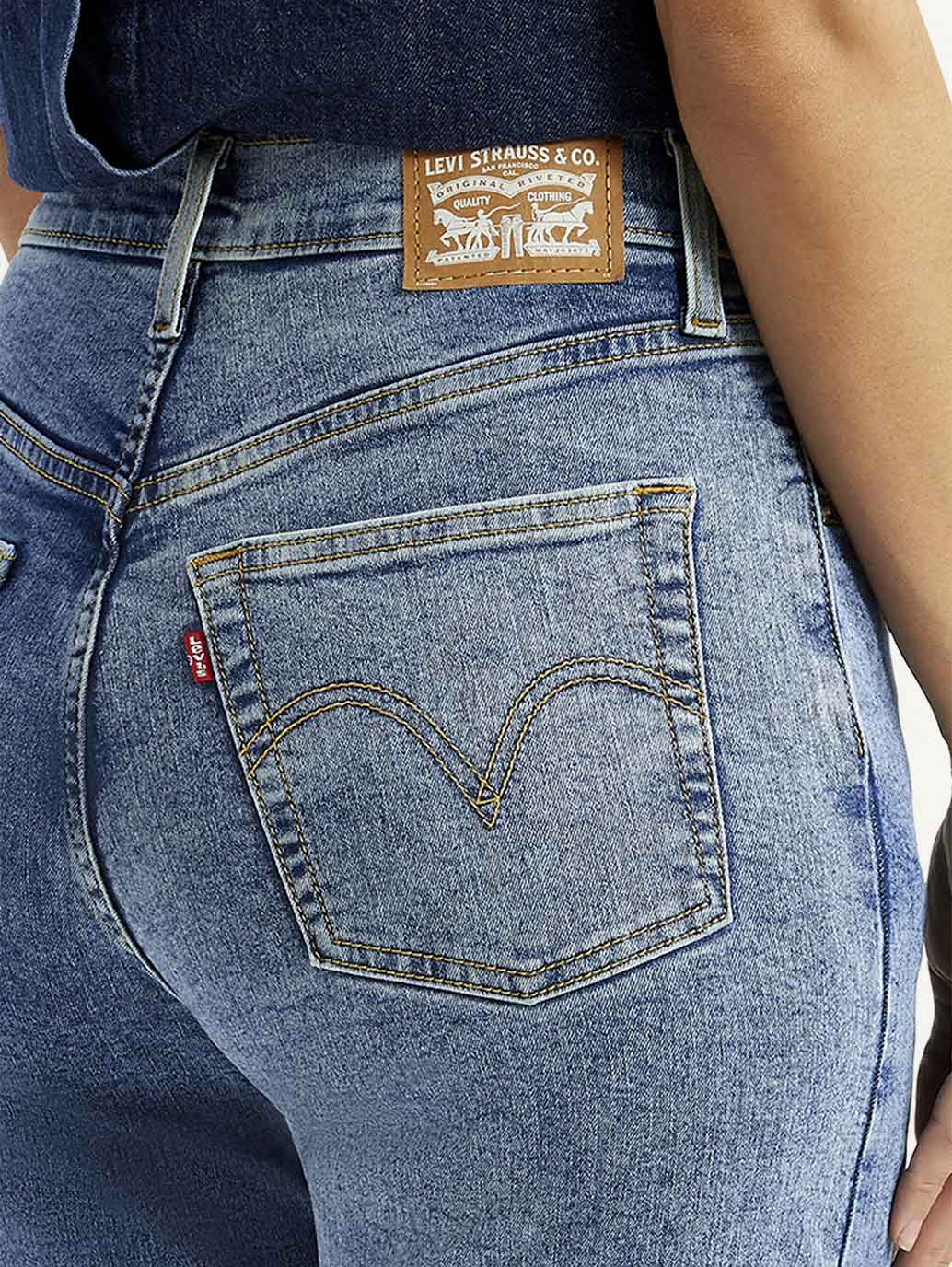 Women's Blue Ribcage Straight Fit High Rise Jeans - Image 5
