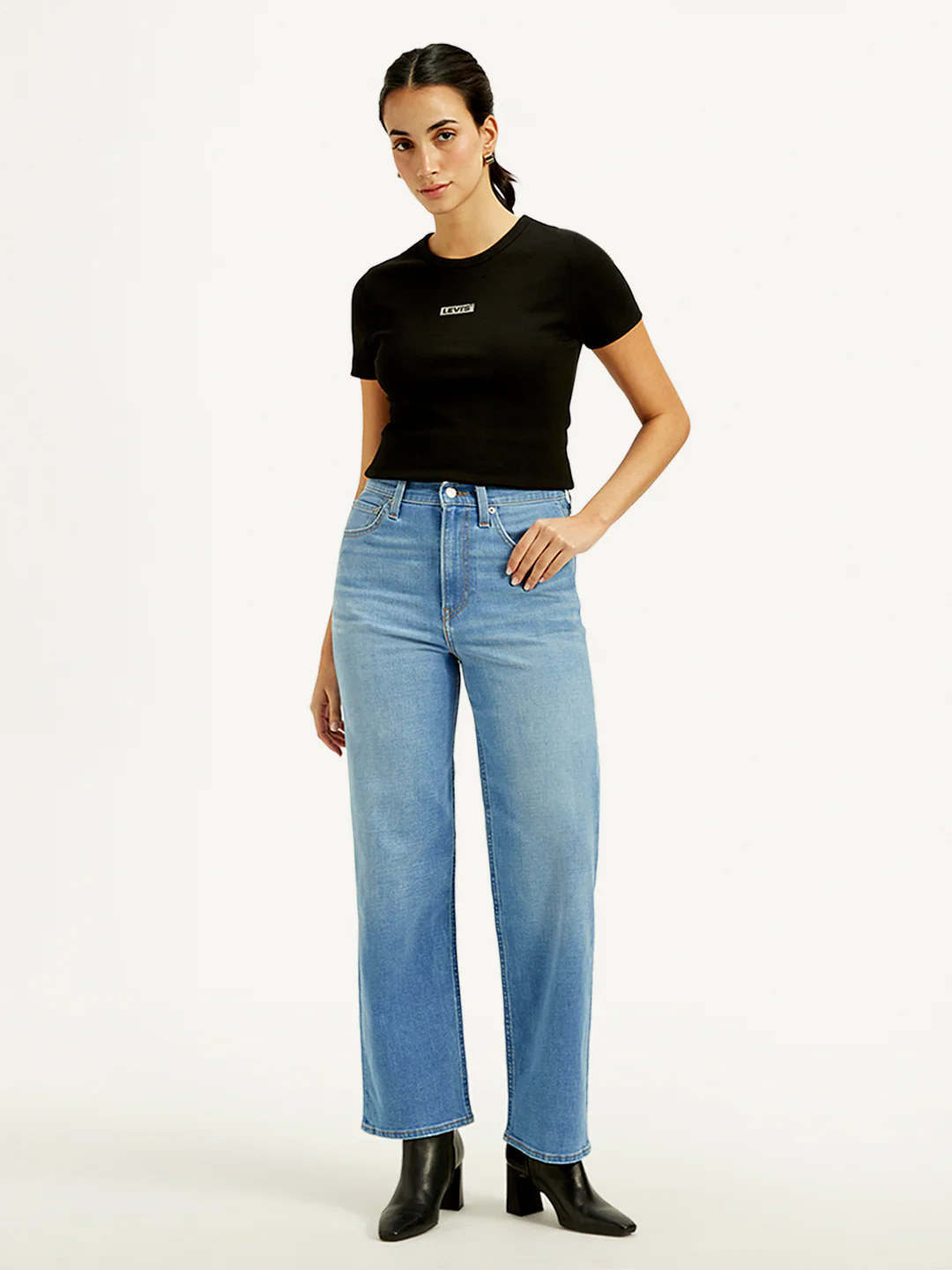 Women's Blue Ribcage Straight Fit High Rise Jeans - Image 2