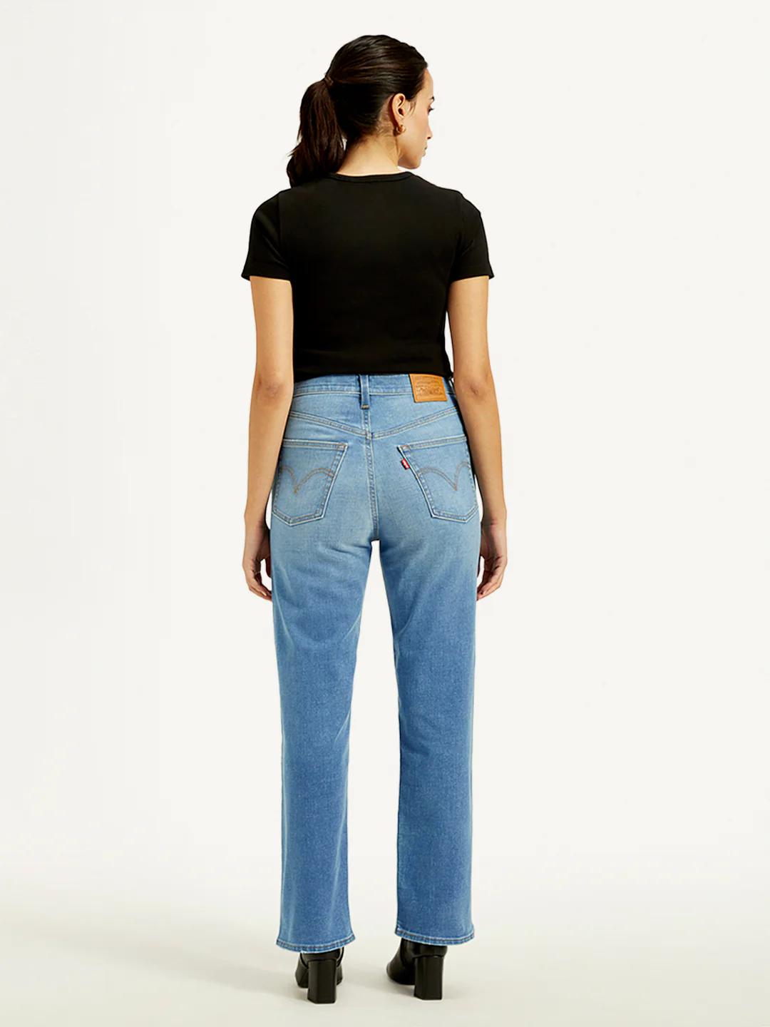 Women's Blue Ribcage Straight Fit High Rise Jeans - Image 3