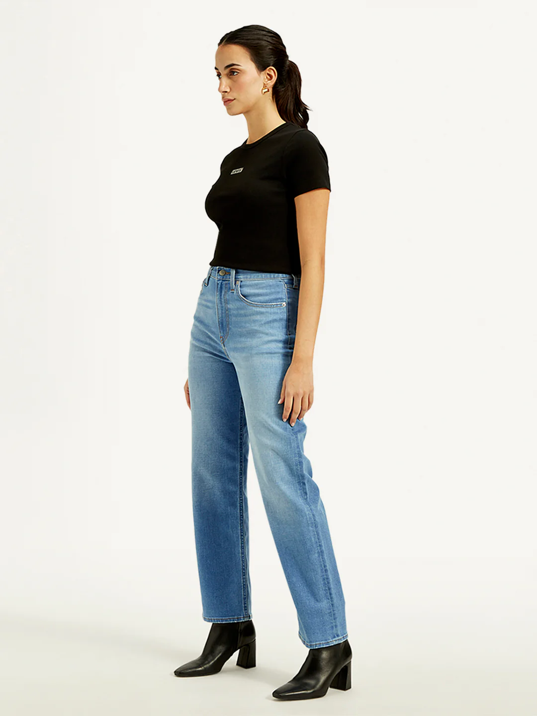 Women's Blue Ribcage Straight Fit High Rise Jeans - Image 4