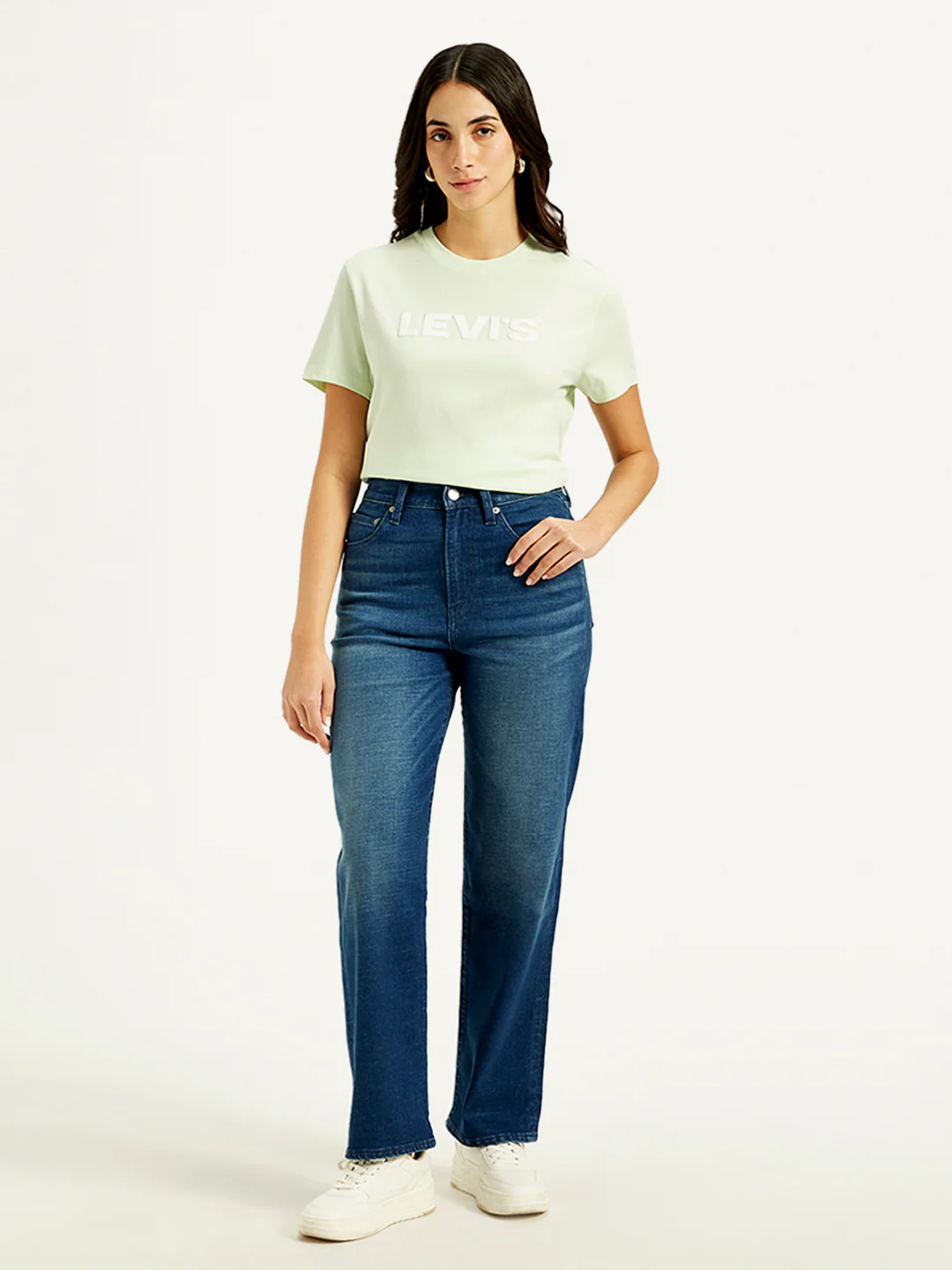Women's Blue Ribcage Straight Fit High Rise Jeans - Image 2