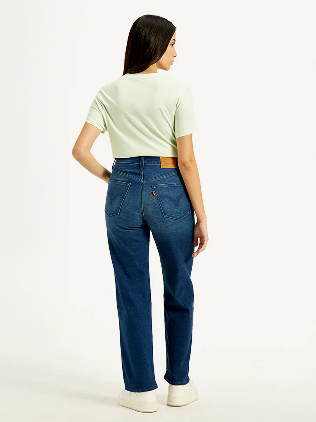 Women's Blue Ribcage Straight Fit High Rise Jeans - Image 3