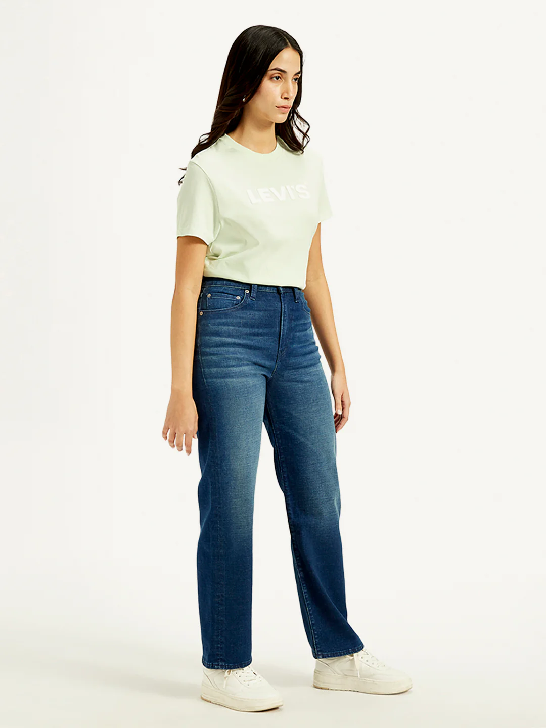 Women's Blue Ribcage Straight Fit High Rise Jeans - Image 4