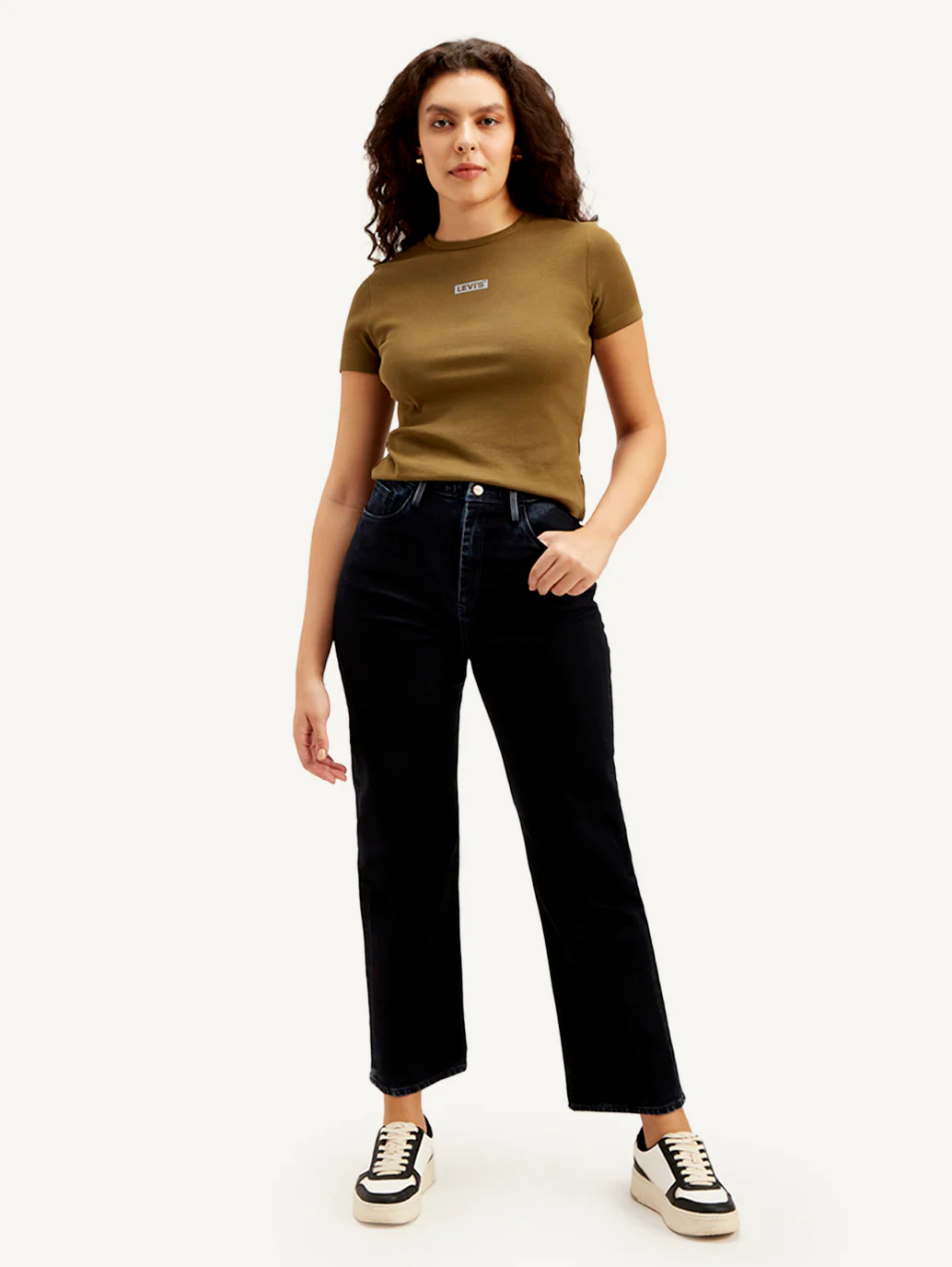 Women's Redloop Dark Indigo Ribcage Straight Fit High Rise Jeans - Image 2