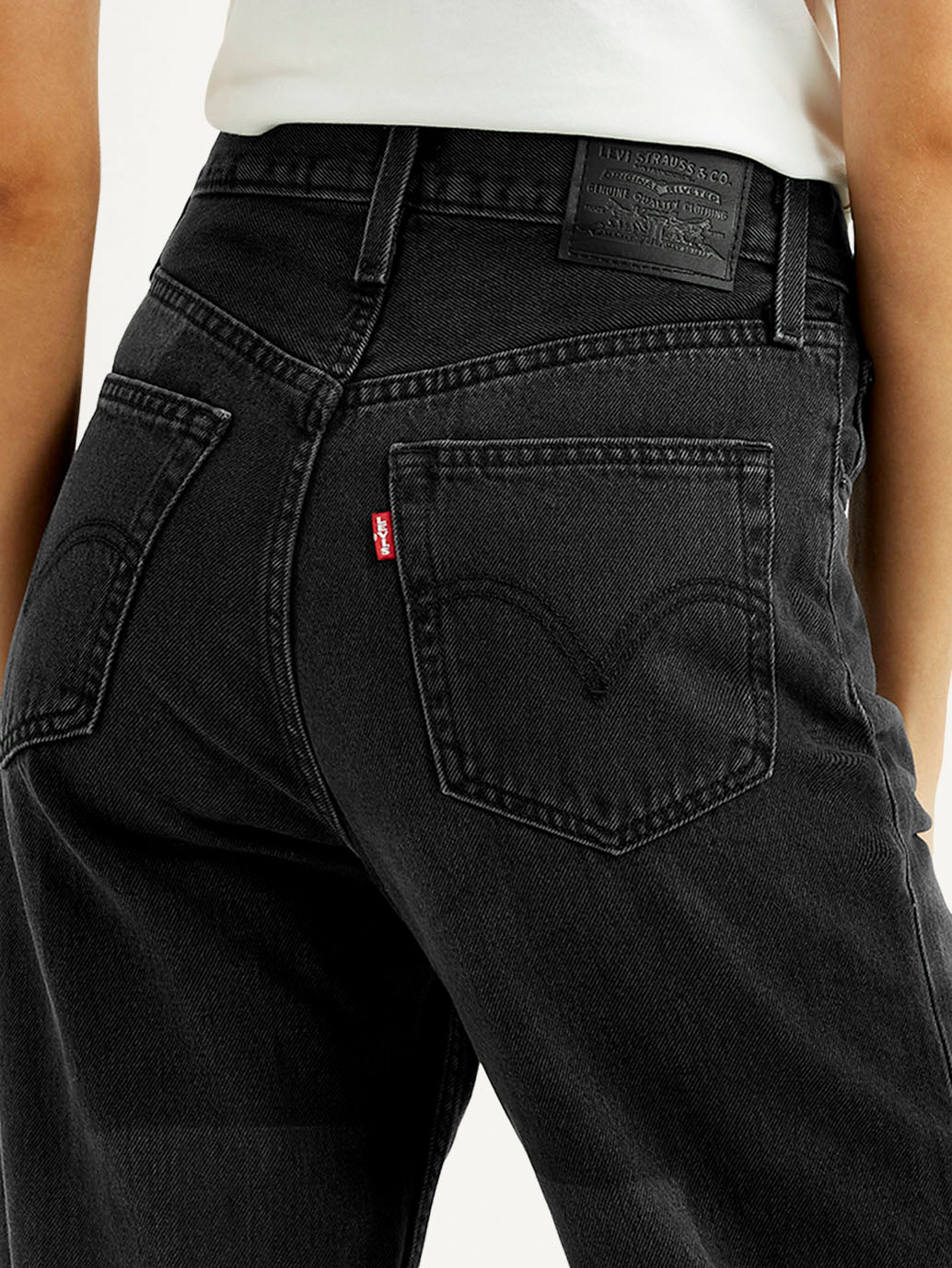 Women's Charcoal Grey Ribcage Straight Fit High Rise Jeans - Image 4