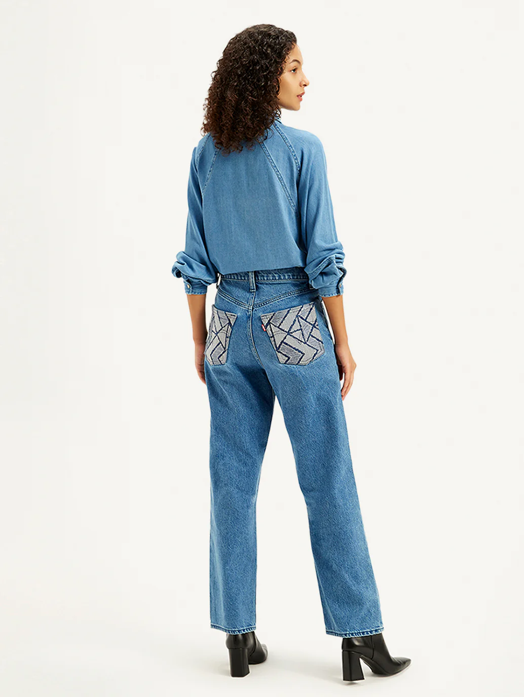 Women's Indigo Ribcage Straight Fit High Rise Jeans - Image 5