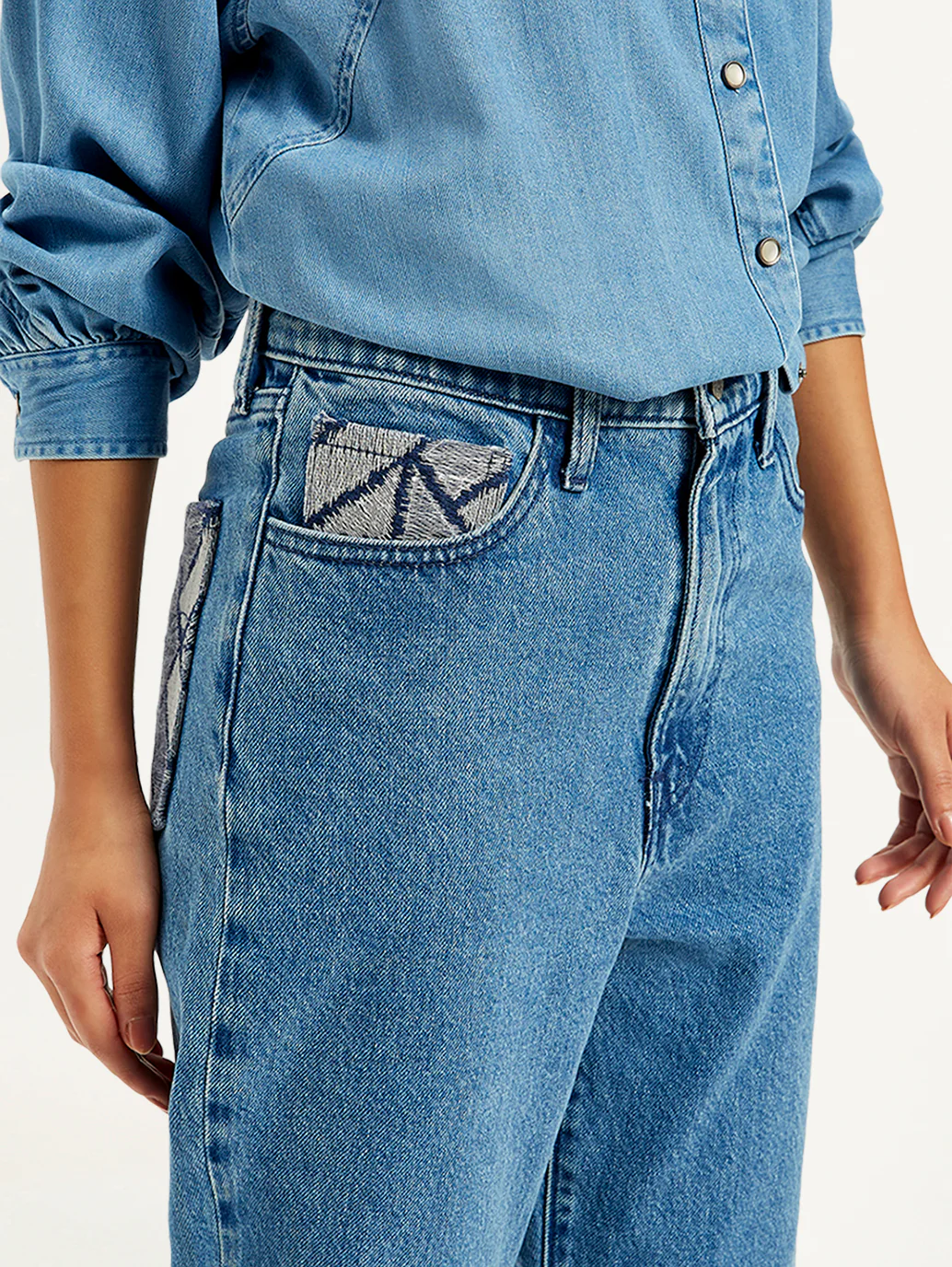 Women's Indigo Ribcage Straight Fit High Rise Jeans - Image 6