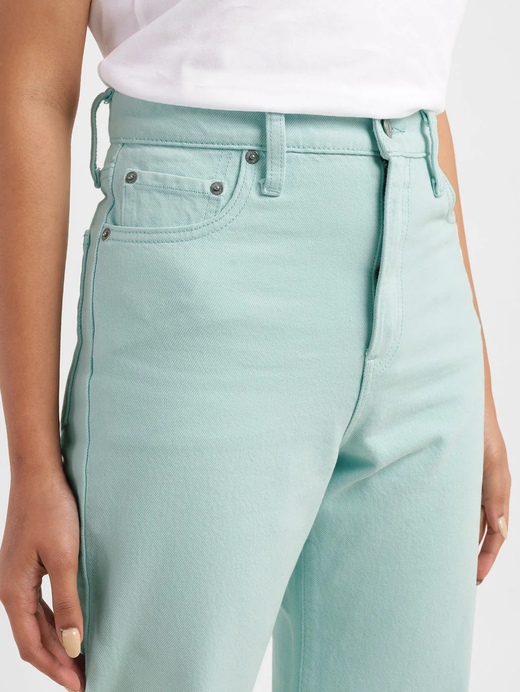 Women's Green Ribcage Straight Ankle Fit High Rise Jeans - Image 4