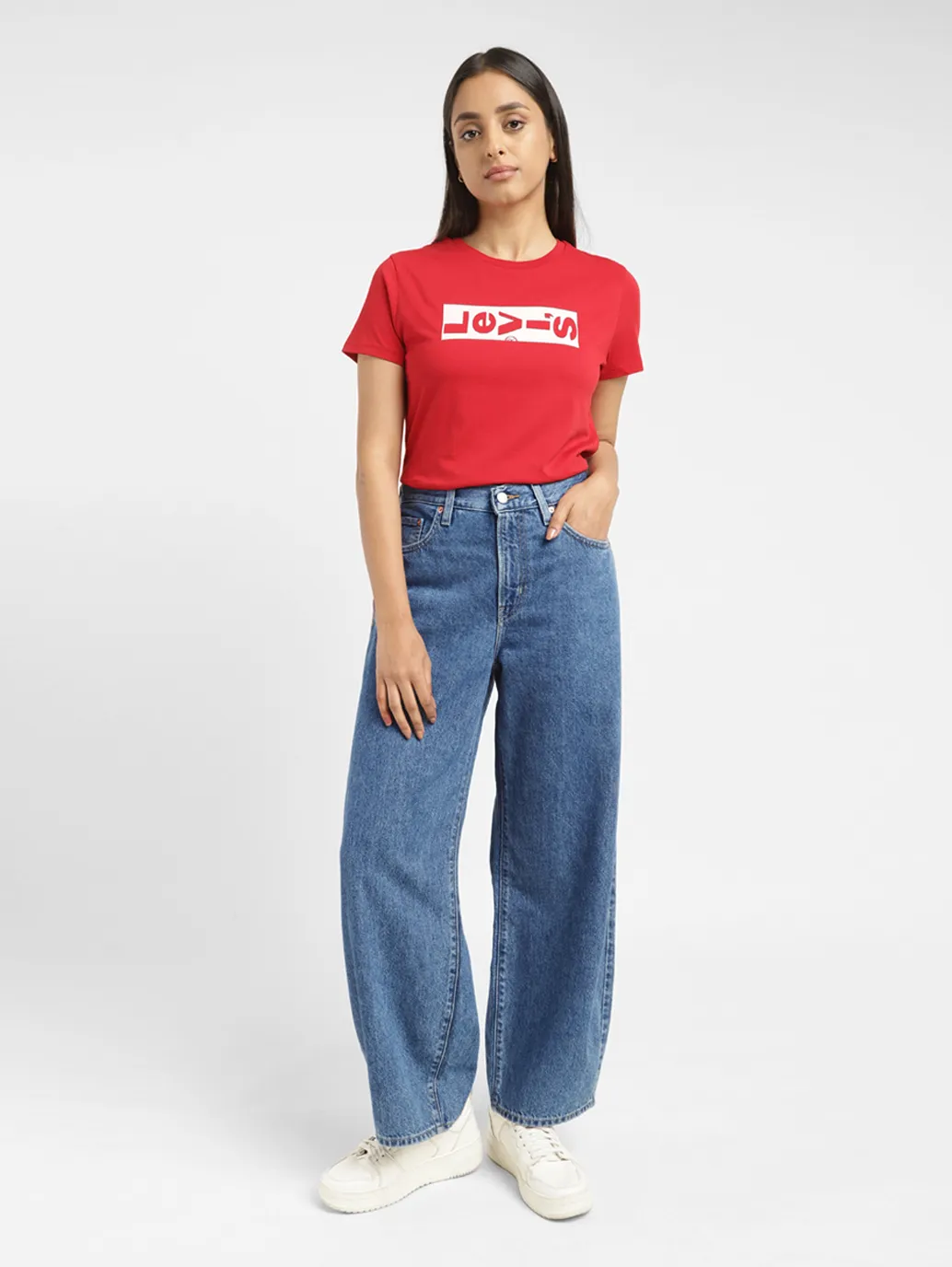 Women's Blue Ribcage Straight Ankle Fit High Rise Jeans - Image 7
