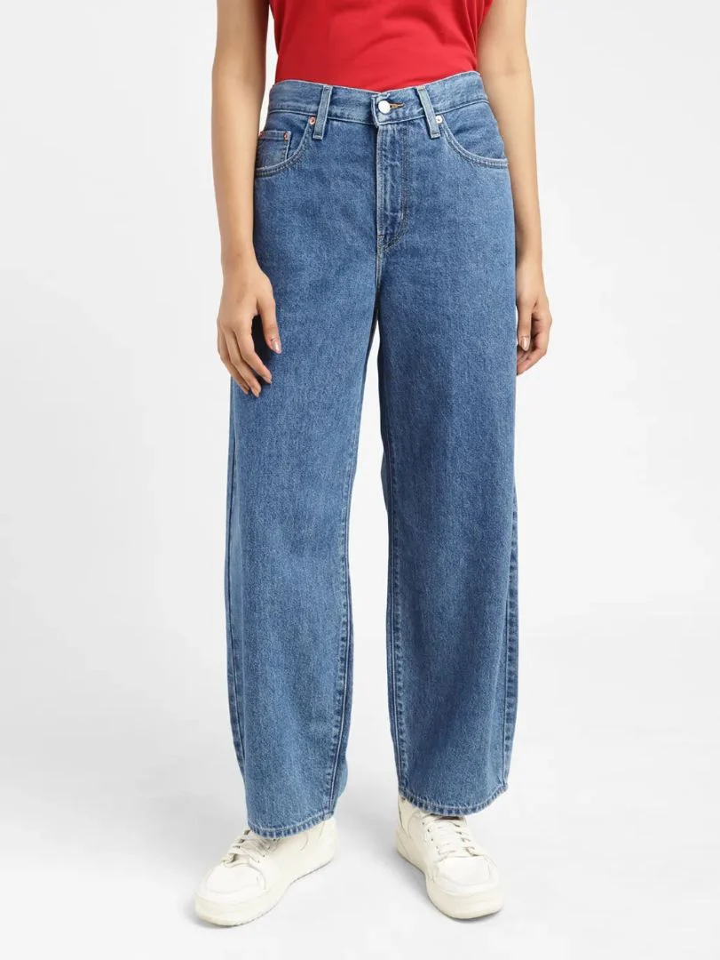 Women's Blue Ribcage Straight Ankle Fit High Rise Jeans - Image 8