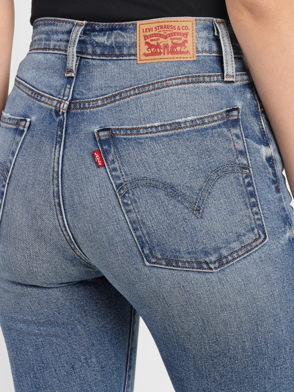 Women's Blue Ribcage Straight Ankle Fit High Rise Jeans - Image 5