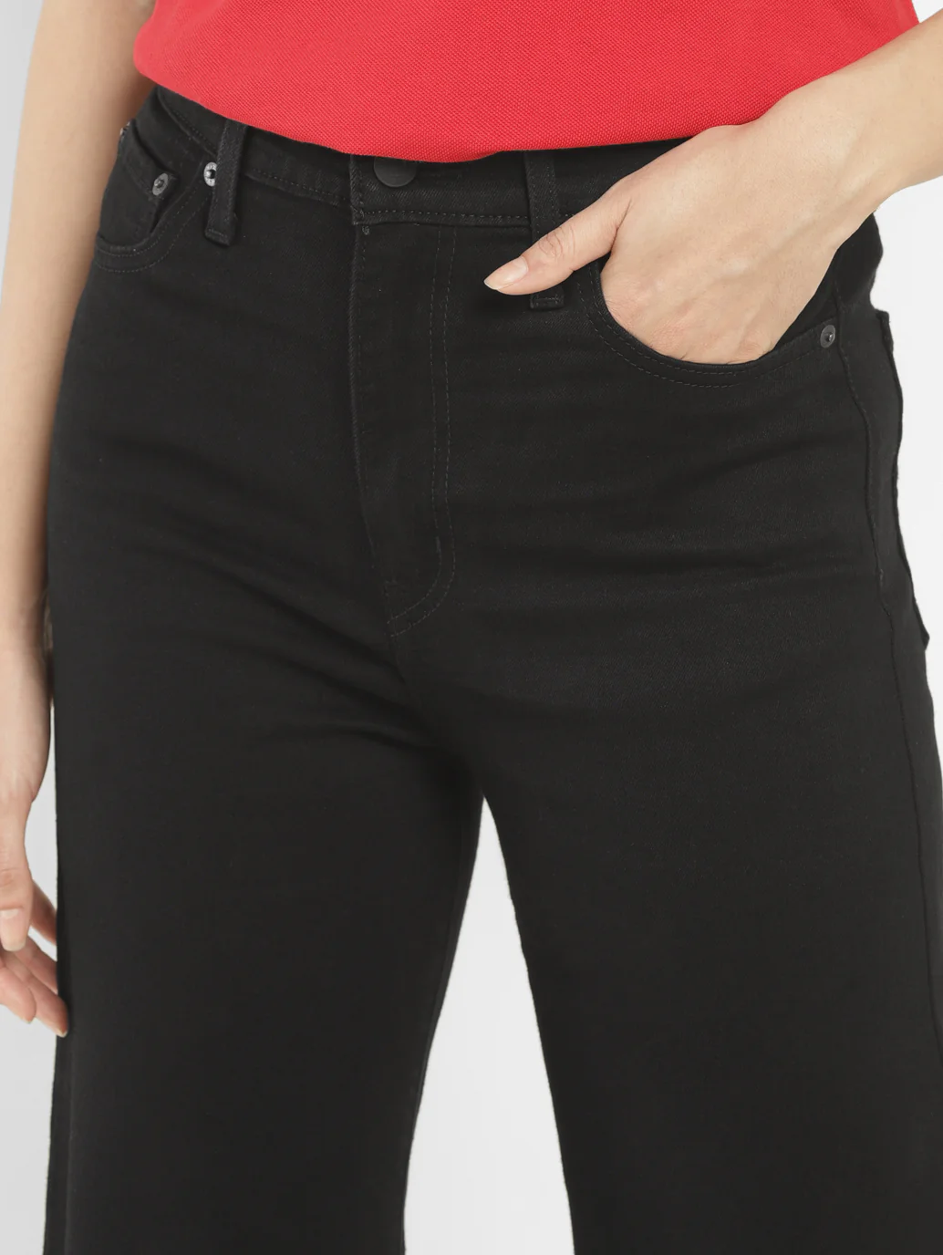 Women's Black Ribcage Straight Ankle Fit High Rise Jeans - Image 4