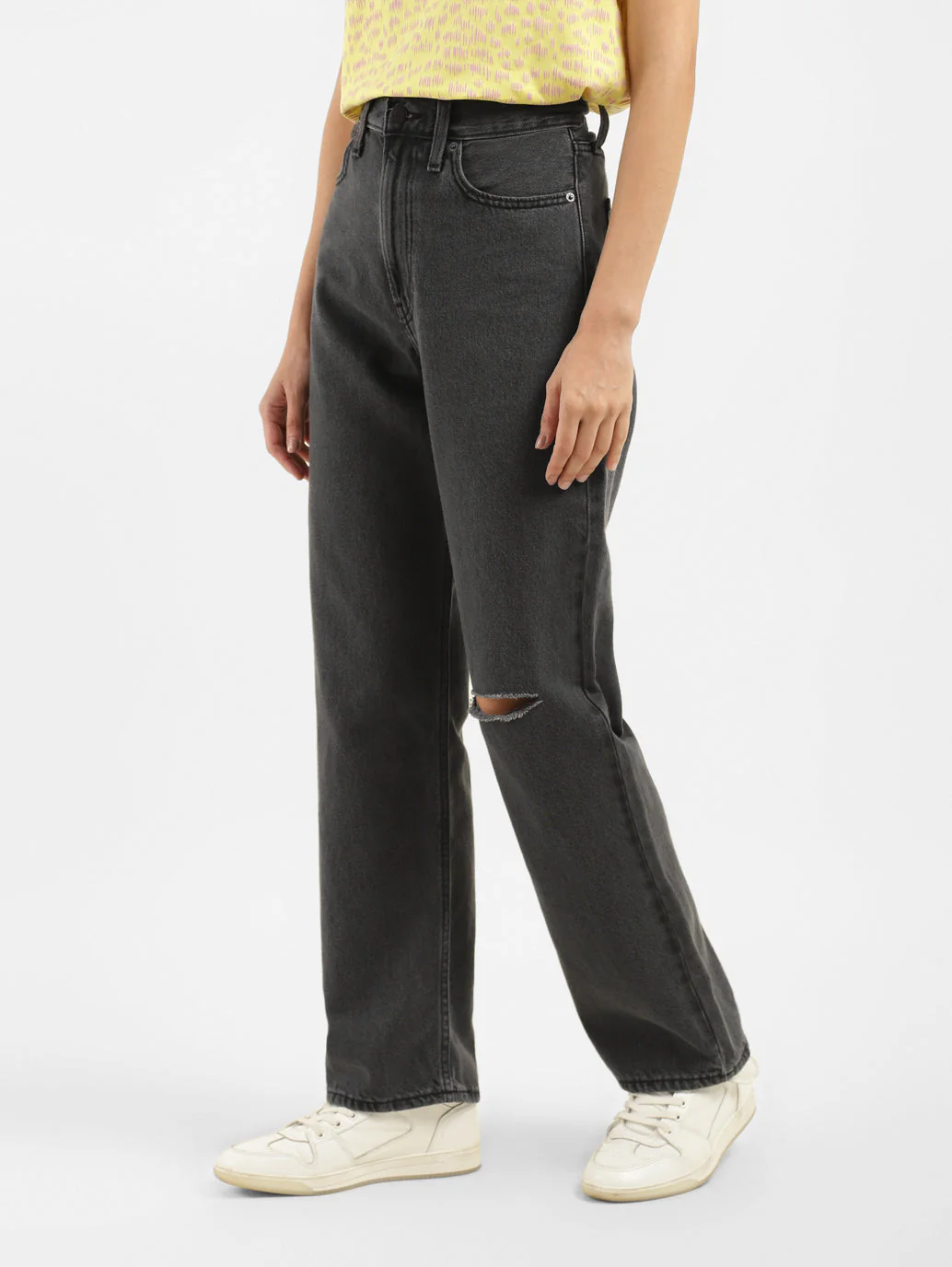 Women's Black Ribcage Straight Fit High Rise Jeans - Image 4