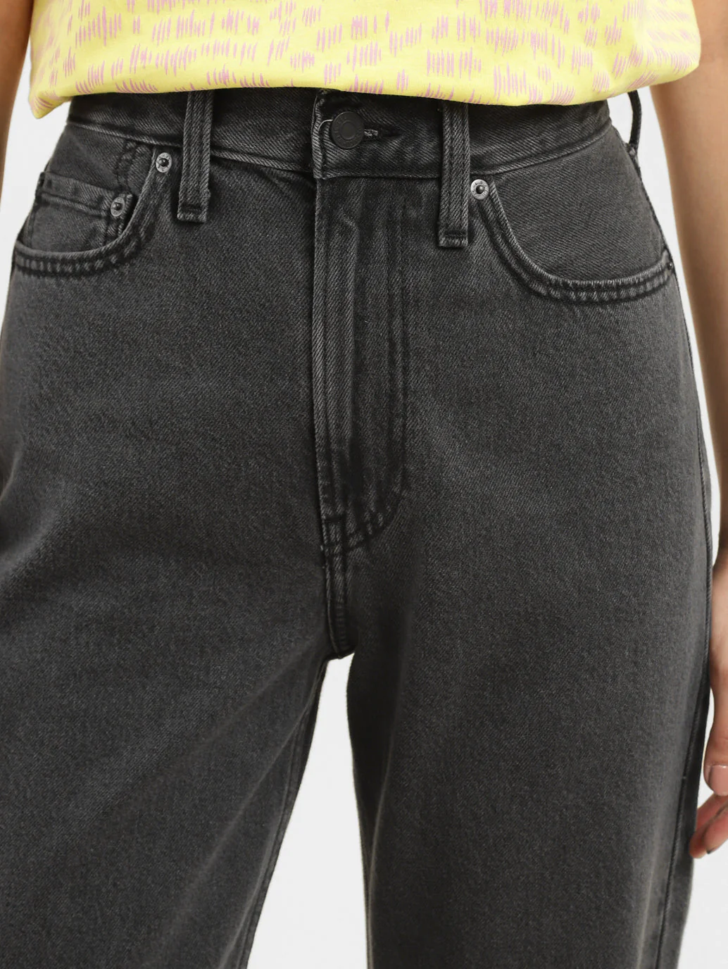 Women's Black Ribcage Straight Fit High Rise Jeans - Image 5