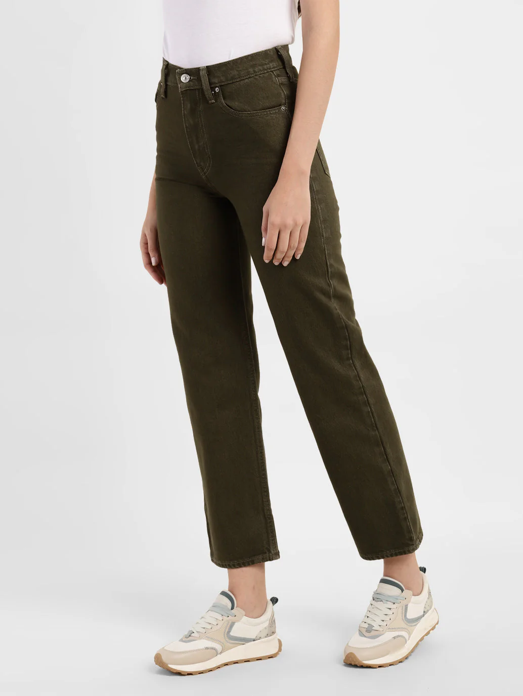 Women's Brown Ribcage Straight Fit High Rise Jeans - Image 4