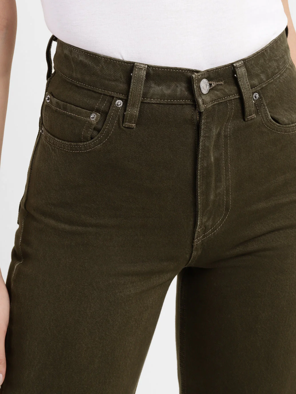 Women's Brown Ribcage Straight Fit High Rise Jeans - Image 5