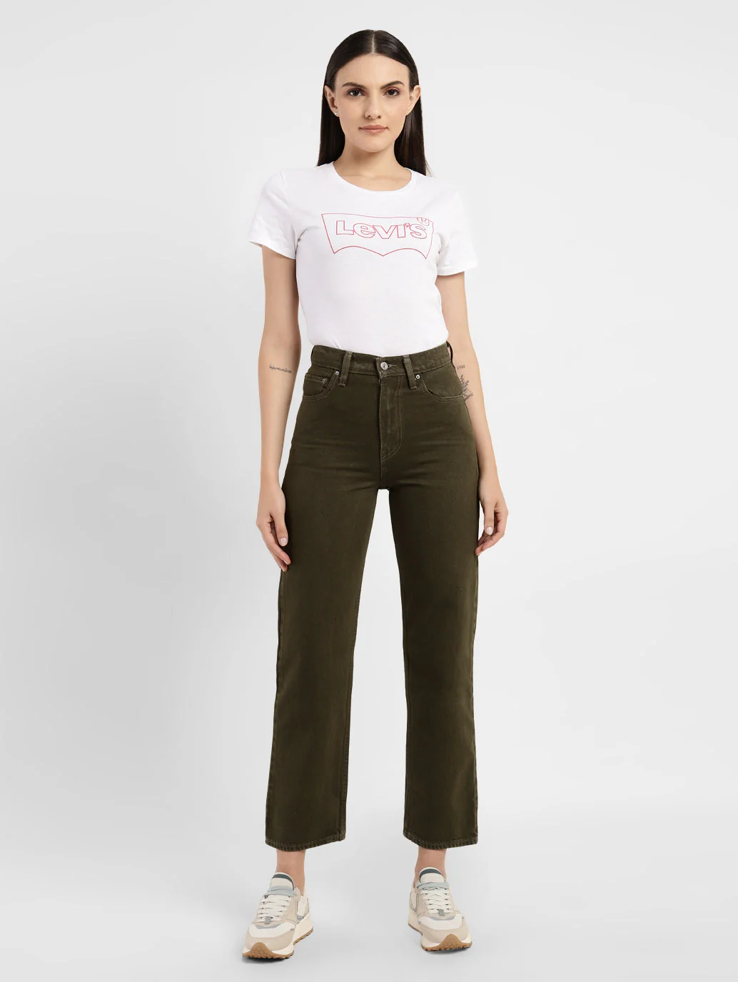 Women's Brown Ribcage Straight Fit High Rise Jeans - Image 7