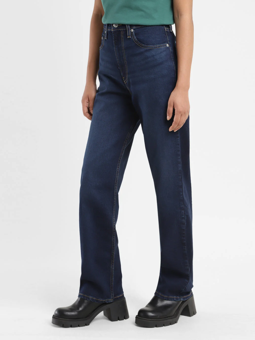 Women's Blue Ribcage Straight Fit High Rise Jeans - Image 4