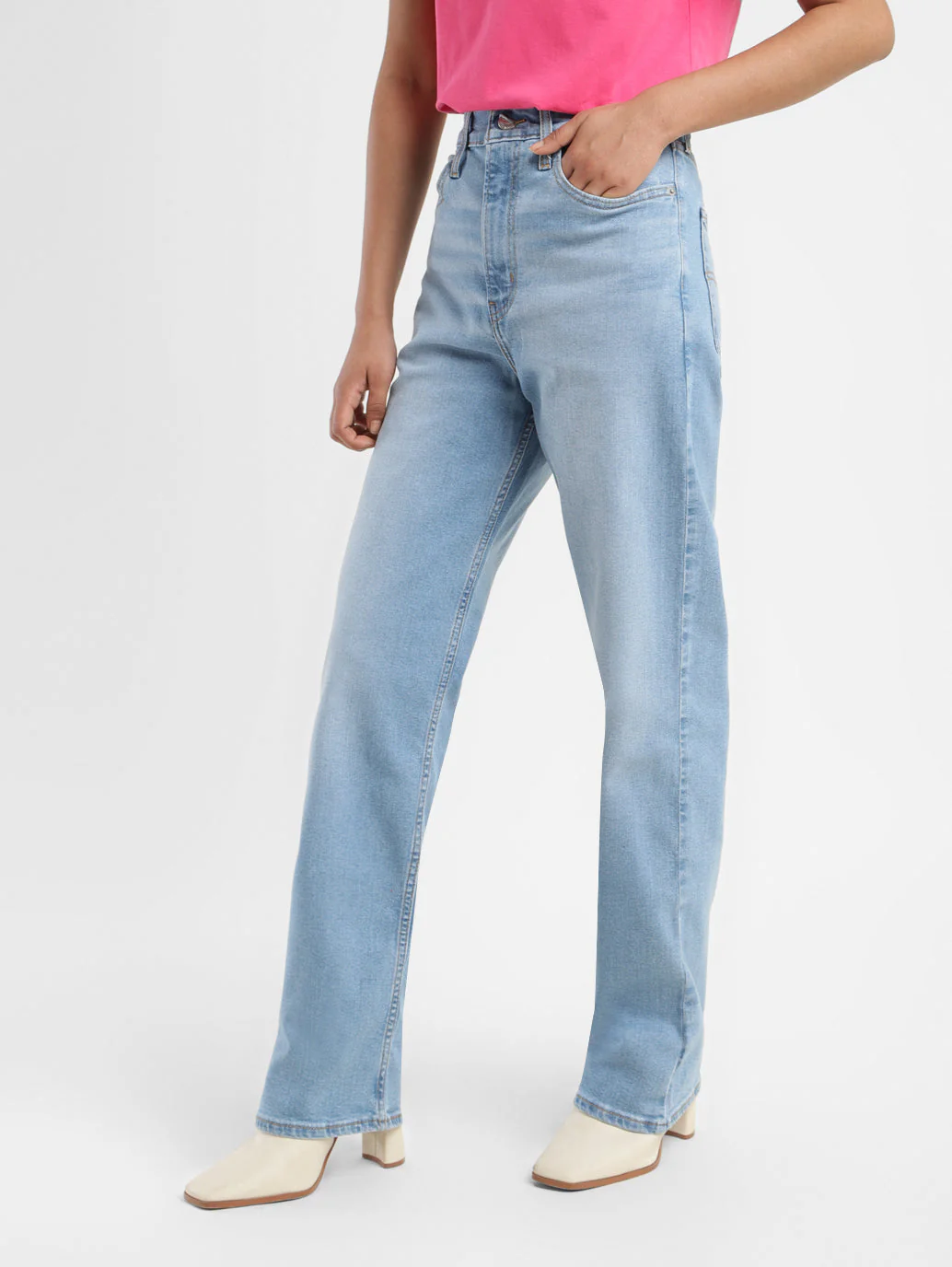 Women's Blue Ribcage Straight Fit High Rise Jeans - Image 4