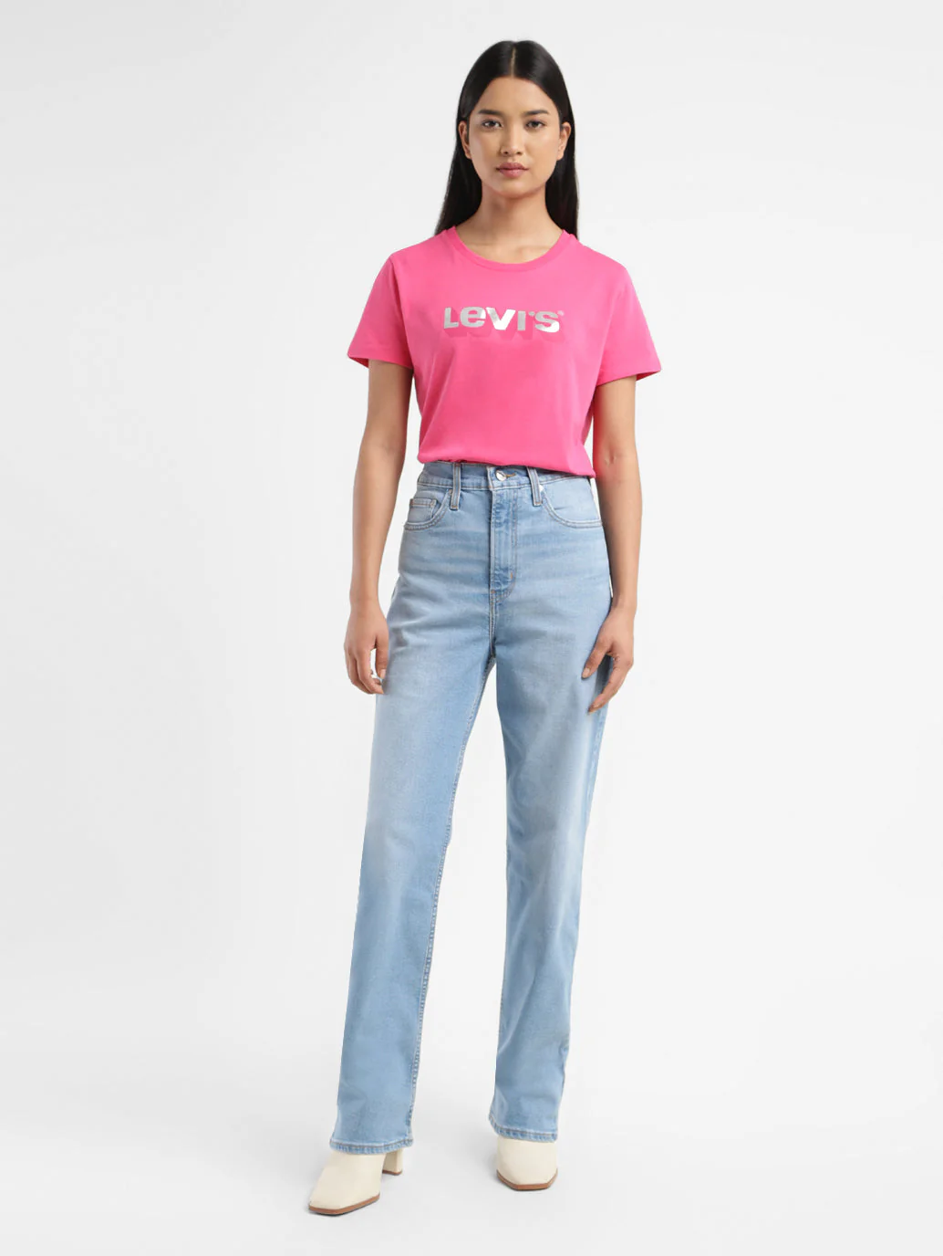 Women's Blue Ribcage Straight Fit High Rise Jeans - Image 7