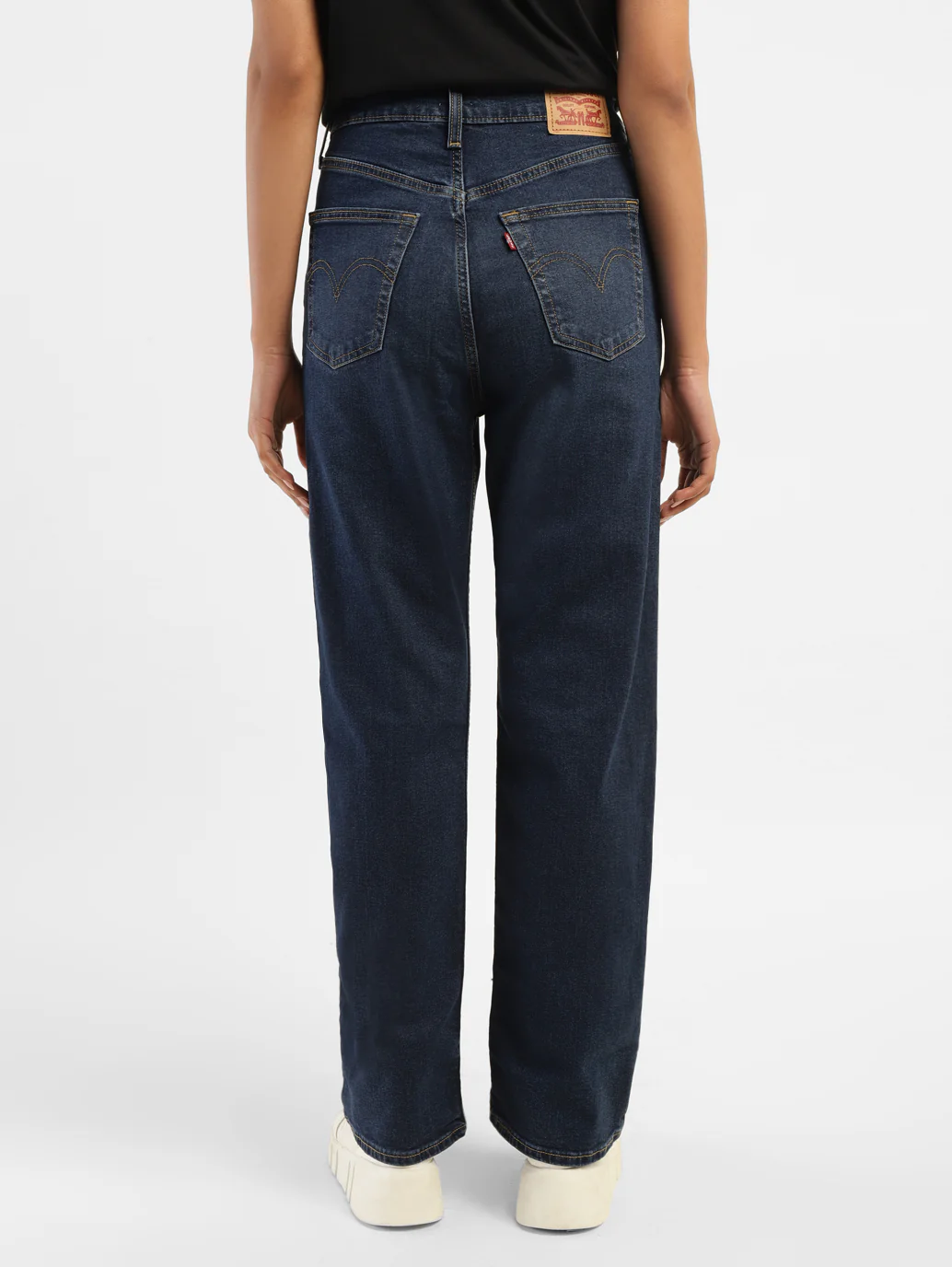 Women's Navy Blue Ribcage Straight Fit High Rise Jeans - Image 3
