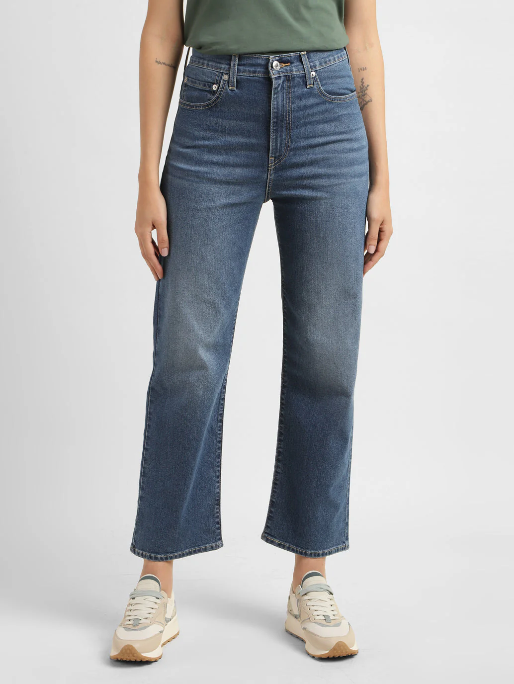 Women's Blue Ribcage Straight Fit High Rise Jeans - Image 2