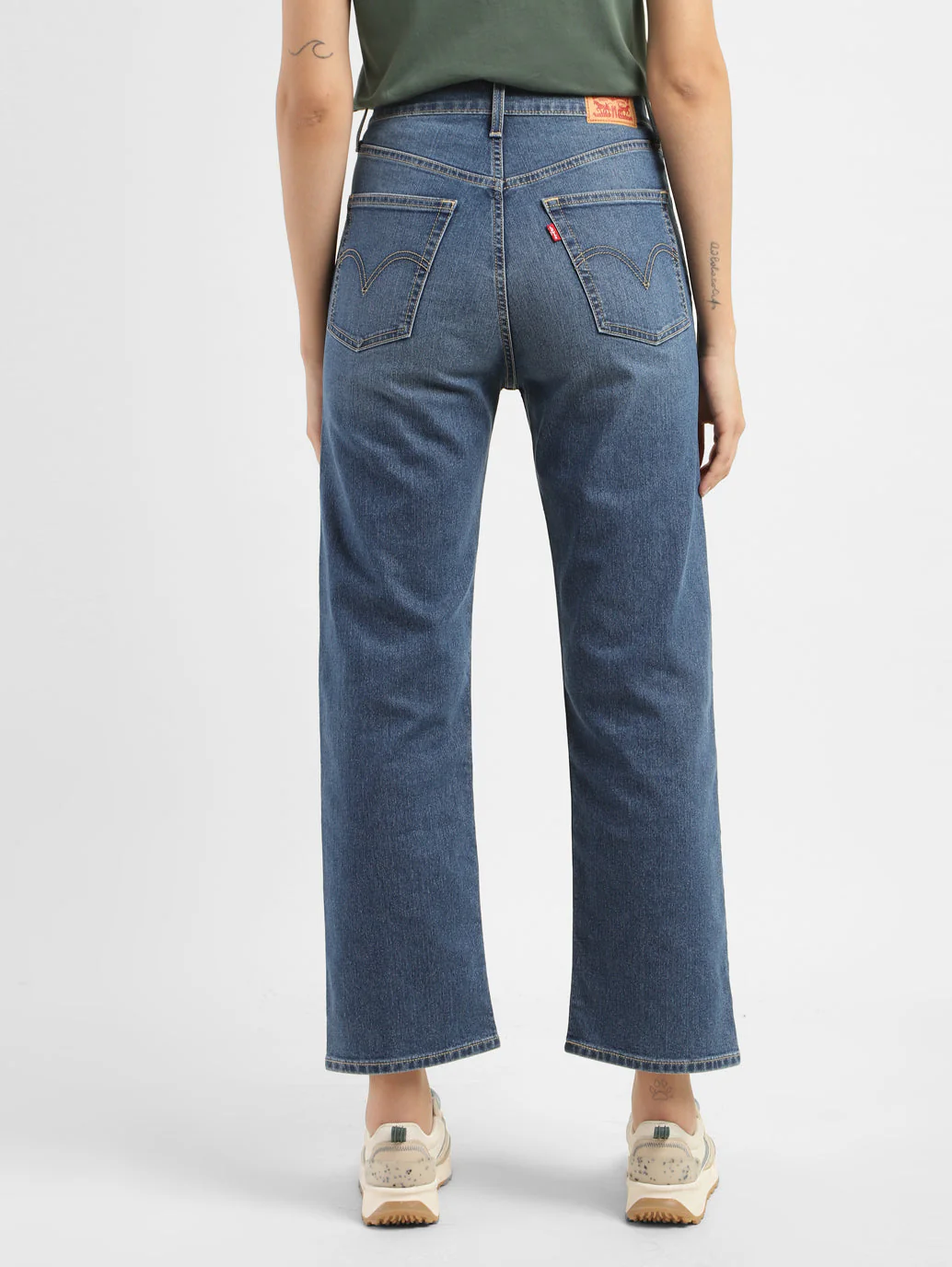 Women's Blue Ribcage Straight Fit High Rise Jeans - Image 3