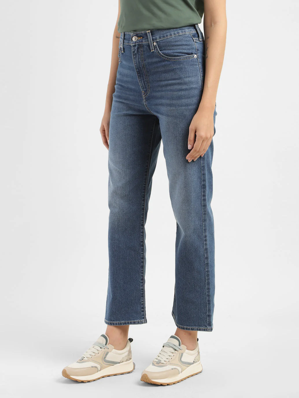 Women's Blue Ribcage Straight Fit High Rise Jeans - Image 4