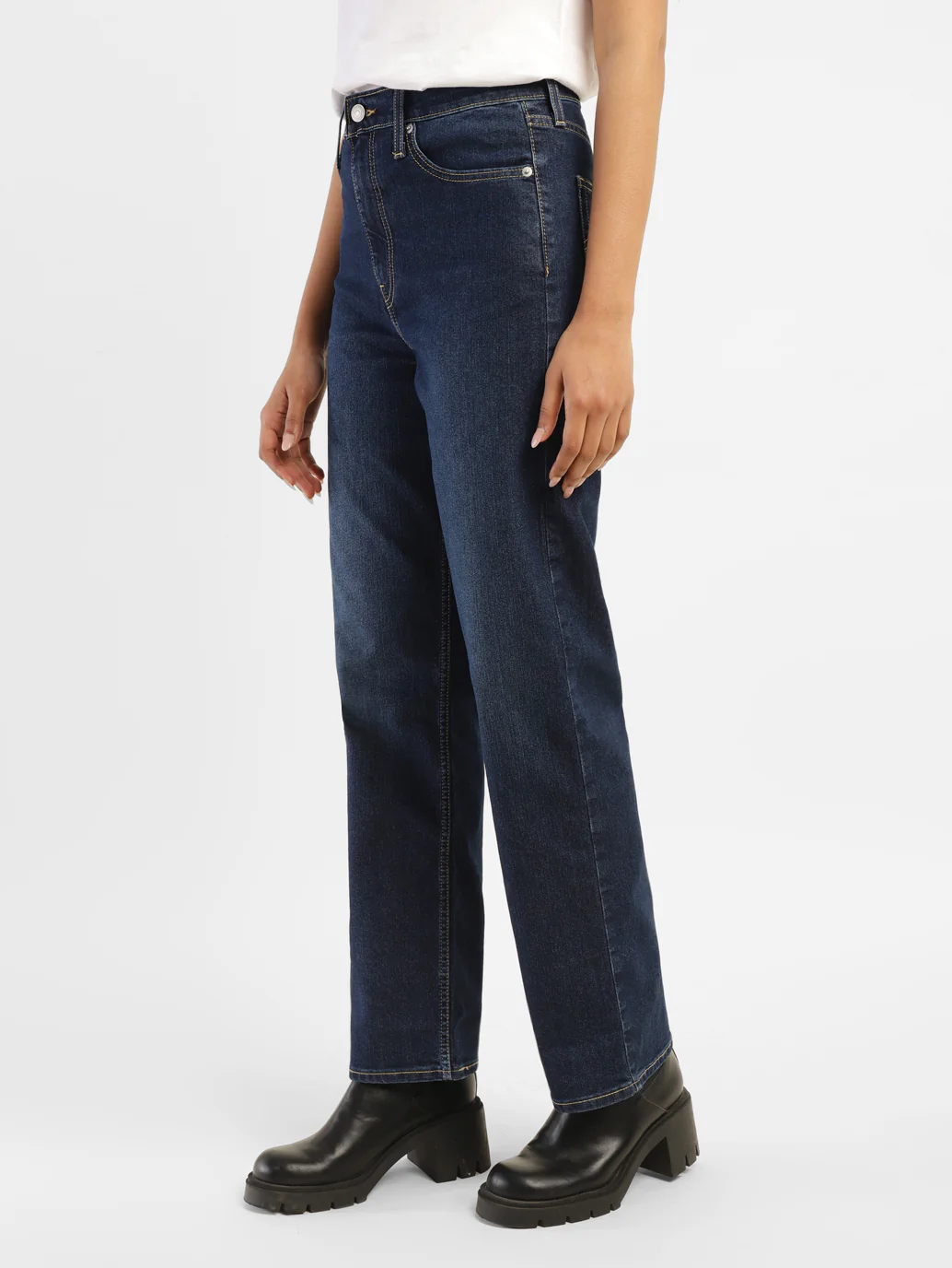 Women's Blue Ribcage Straight Fit High Rise Jeans - Image 4