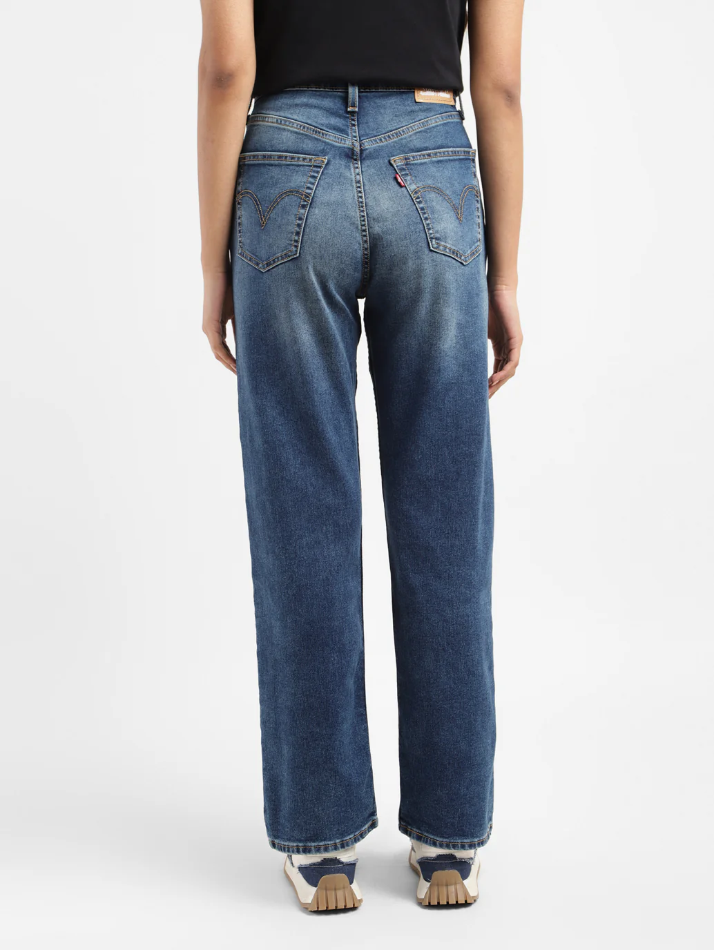 Women's Blue Ribcage Straight Fit Mid Rise Jeans - Image 3