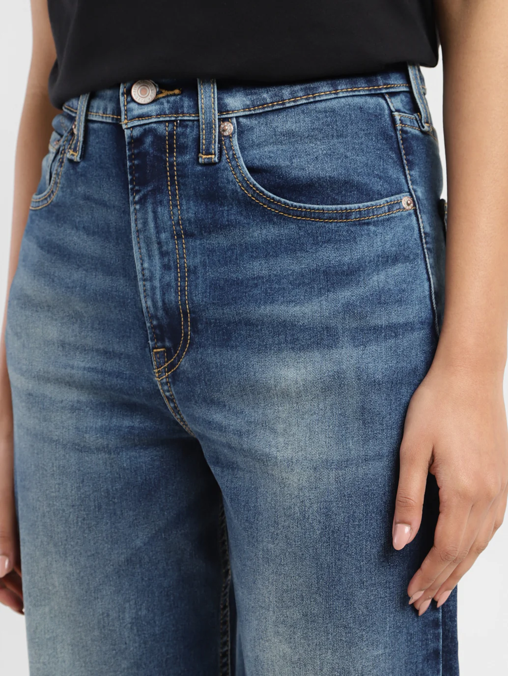 Women's Blue Ribcage Straight Fit Mid Rise Jeans - Image 7