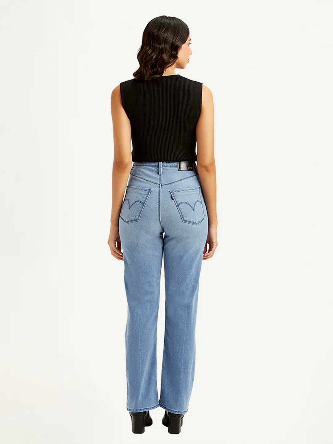 Women's Light Blue Ribcage Straight Fit High Rise Jeans - Image 2
