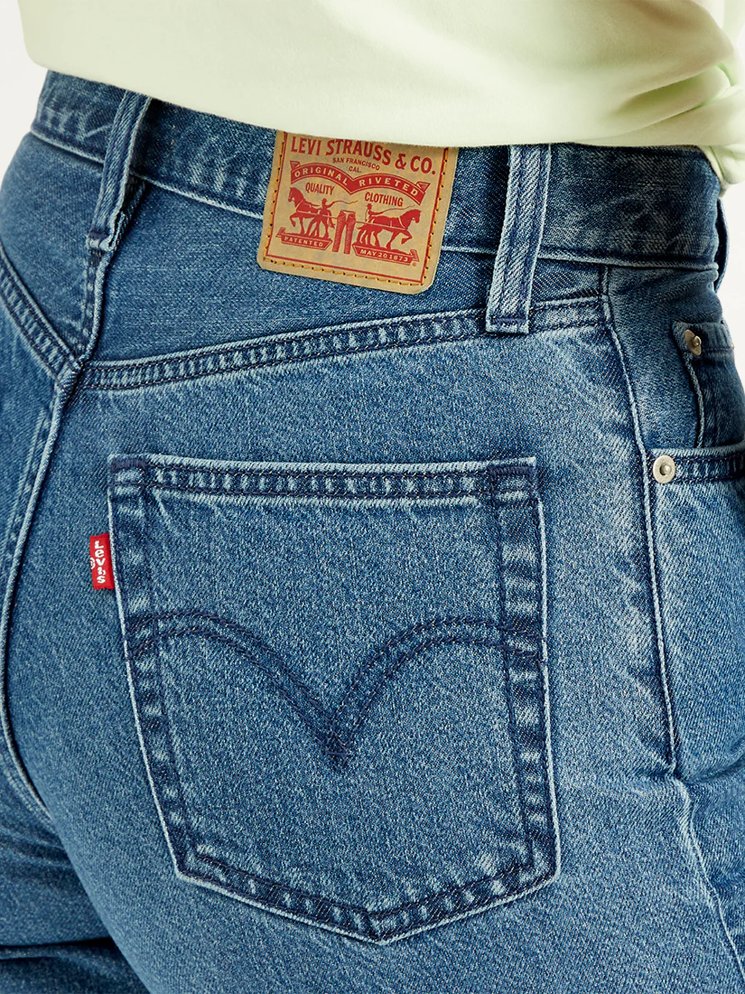Women's Blue Ribcage Bell Bottom Wide Leg Fit High Rise Jeans - Image 5