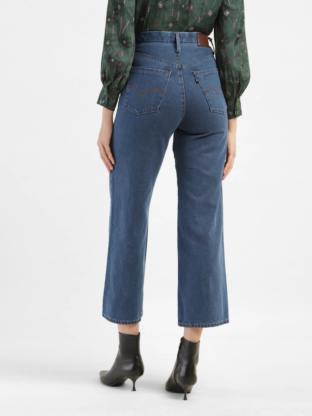 Women's Blue Ribcage Bell Bottom Wide Leg Fit High Rise Jeans - Image 3