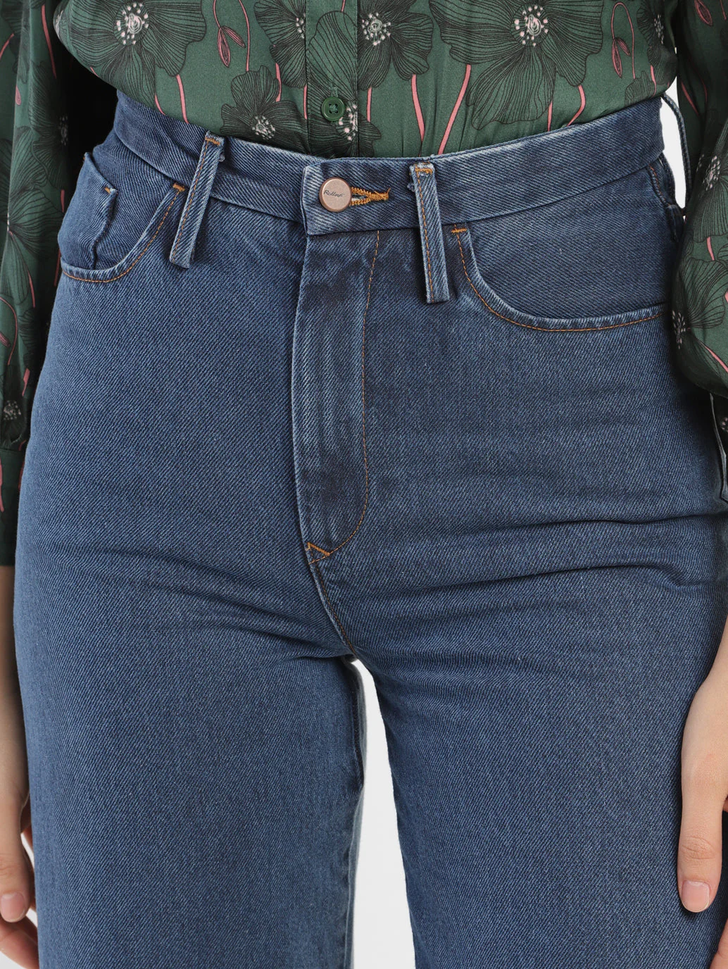 Women's Blue Ribcage Bell Bottom Wide Leg Fit High Rise Jeans - Image 6