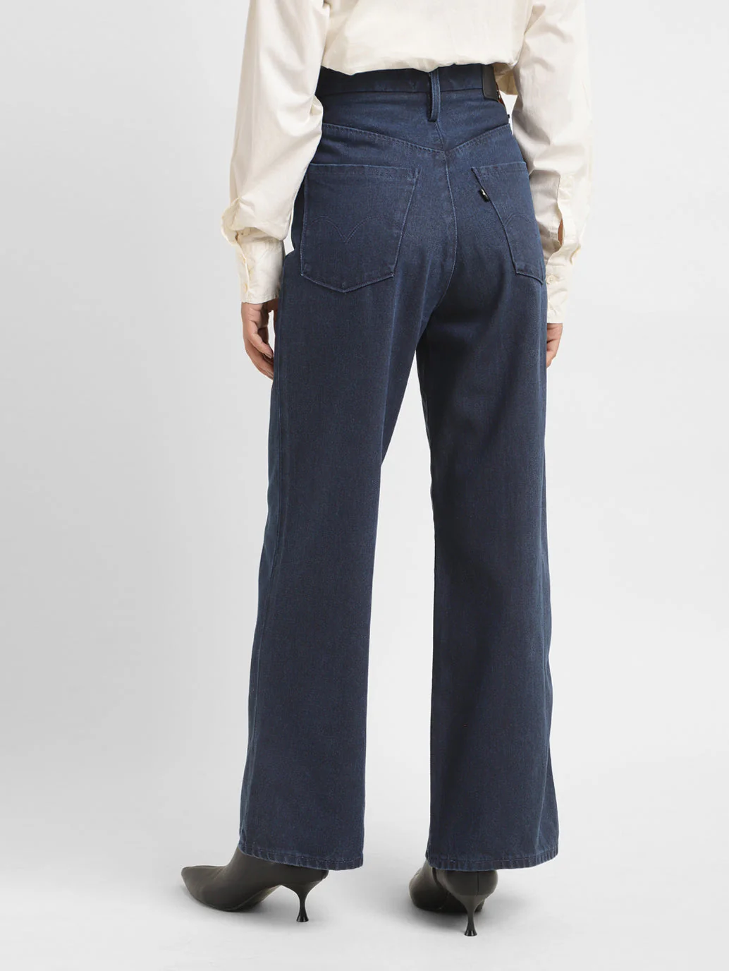Women's Blue Ribcage Bell Bottom Wide Leg Fit High Rise Jeans - Image 3