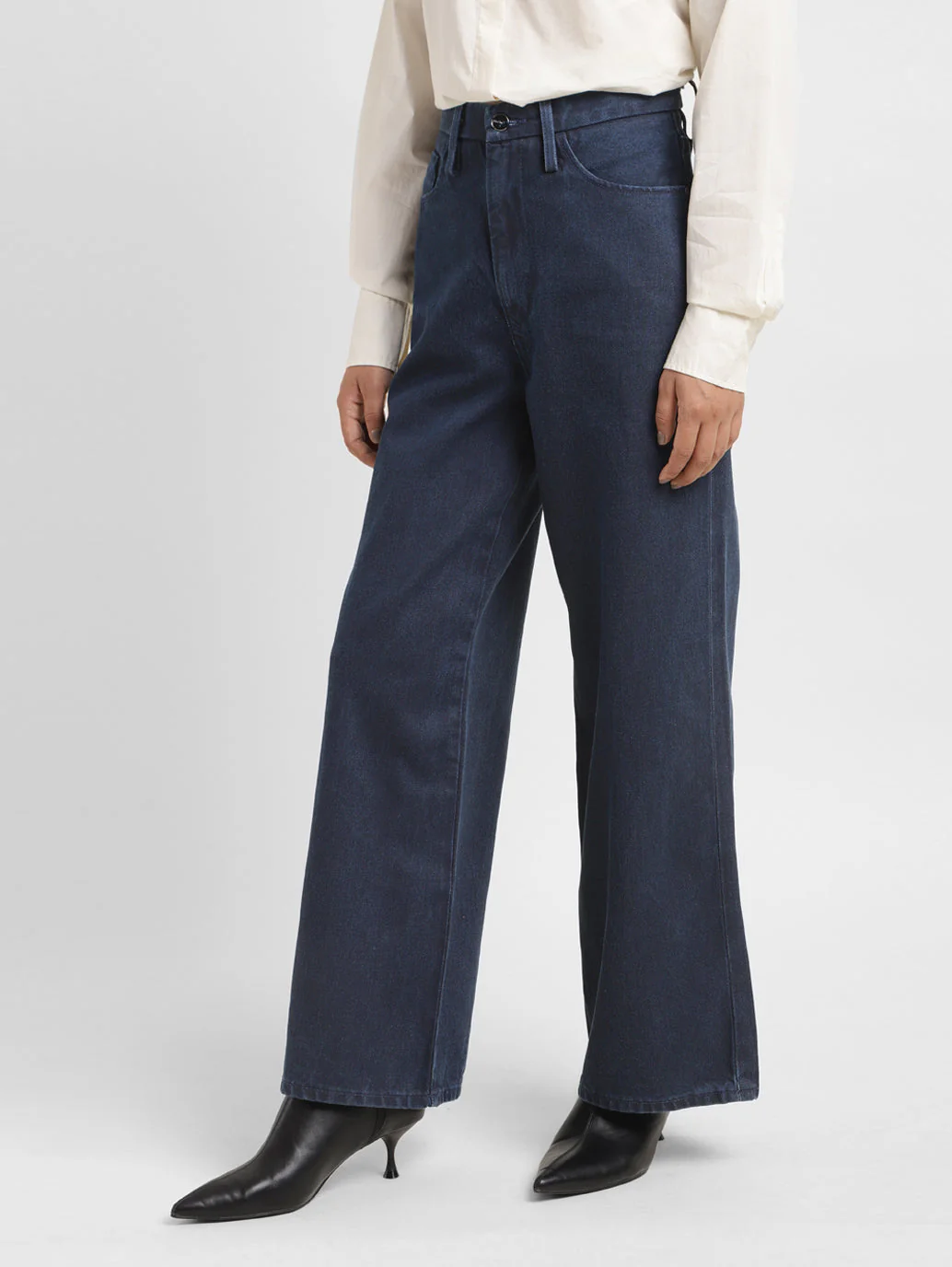 Women's Blue Ribcage Bell Bottom Wide Leg Fit High Rise Jeans - Image 4