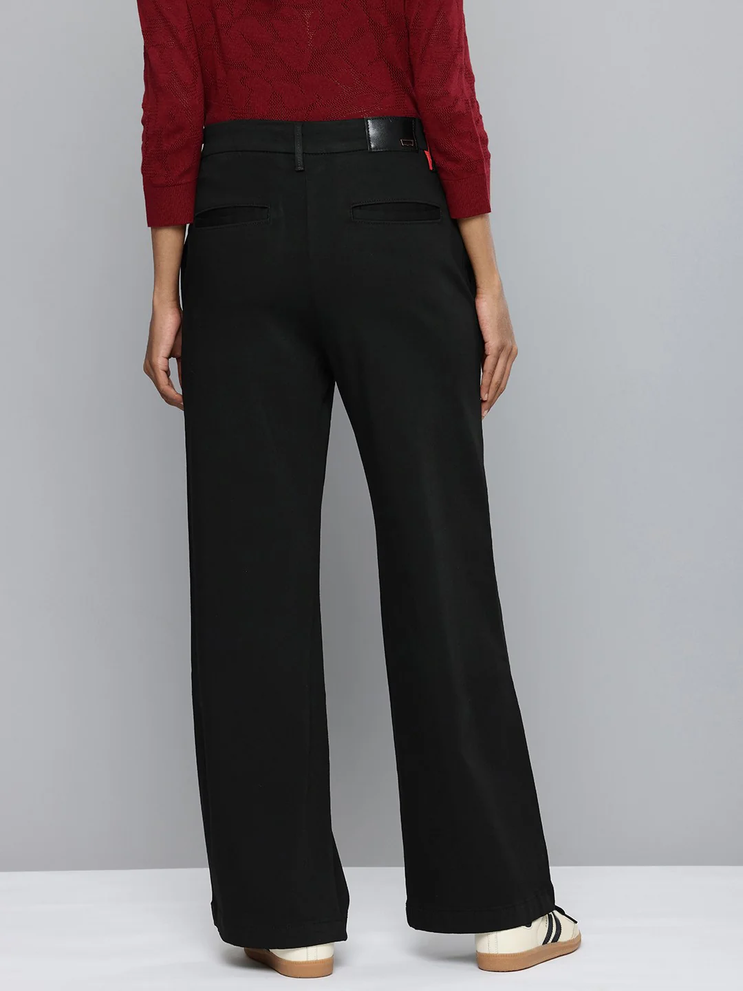 Women's Redloop Black Ribcage Bell Bottom Wide Leg Fit High Rise Jeans - Image 2