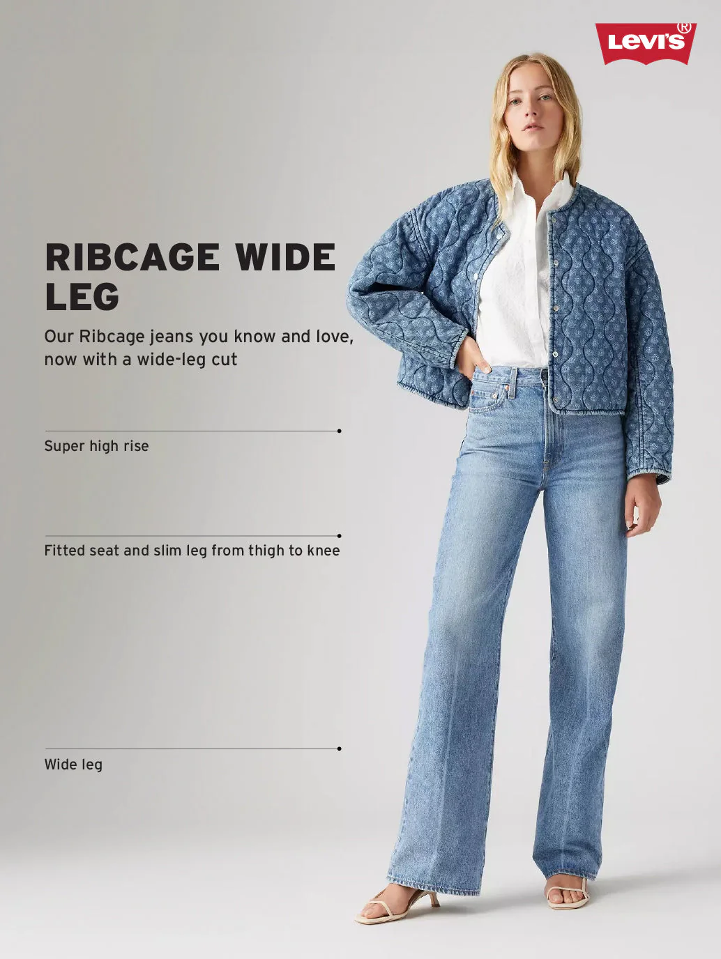 Women's Navy Ribcage Wide Leg Fit Bell Bottom High Rise Jeans - Image 4