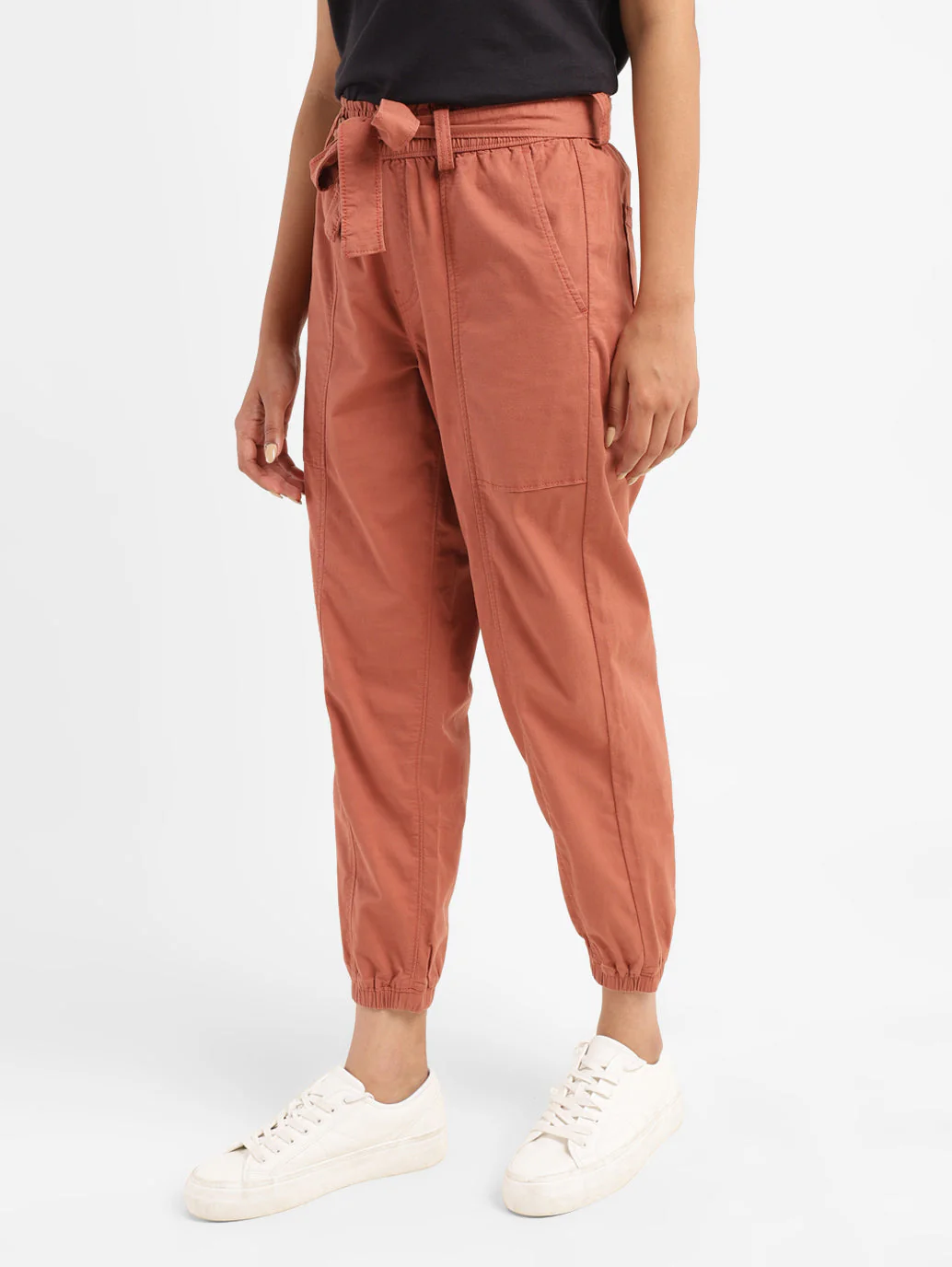 Women's High Rise Rust Regular Fit Joggers - Image 5