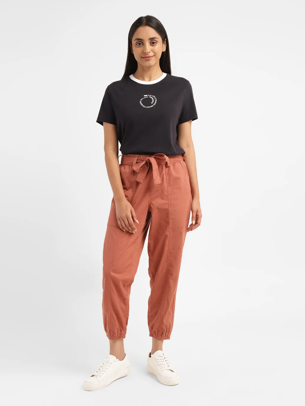 Women's High Rise Rust Regular Fit Joggers - Image 7
