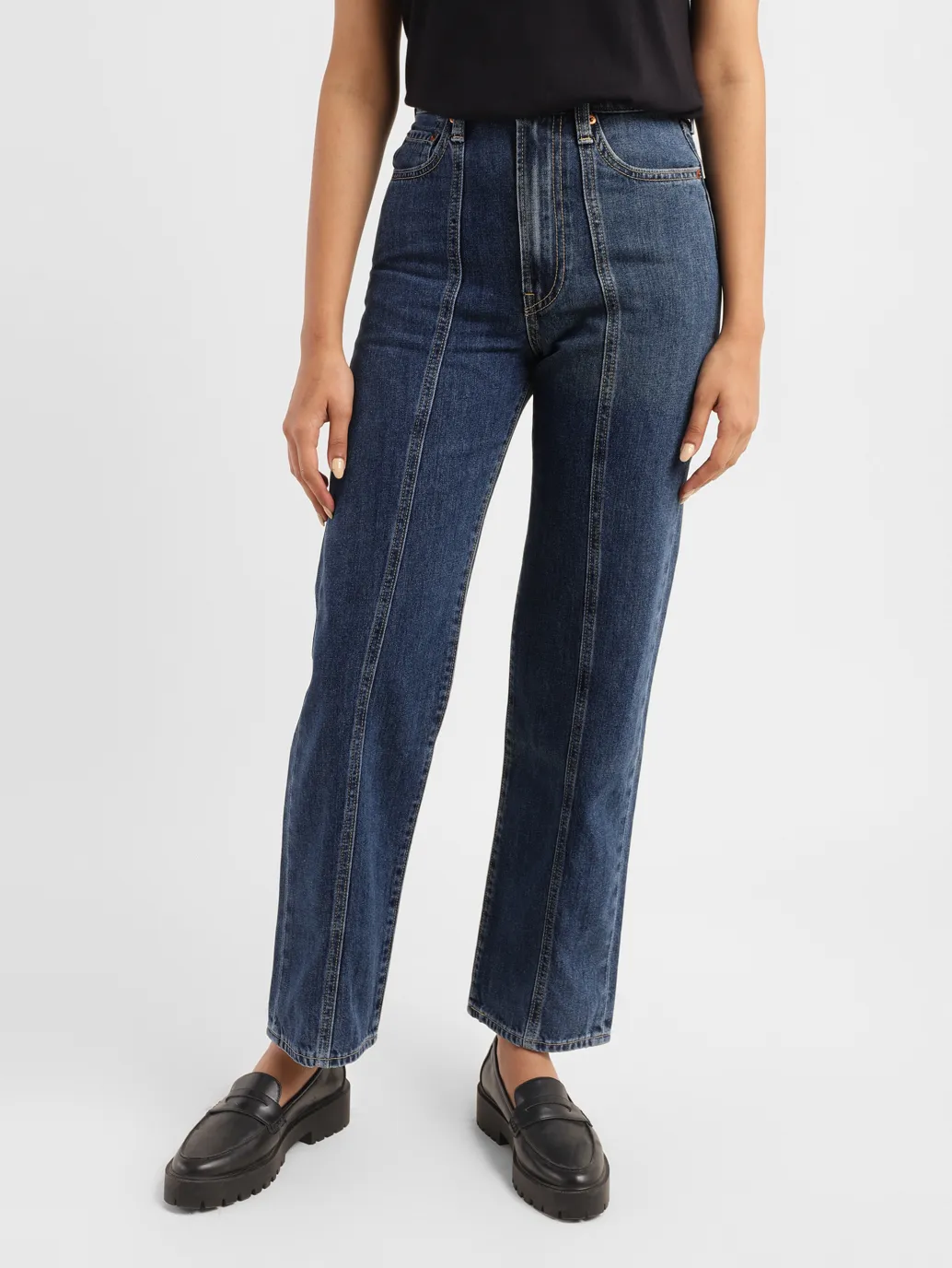 Women's Blue Ribcage Straight Fit High Rise Jeans - Image 3