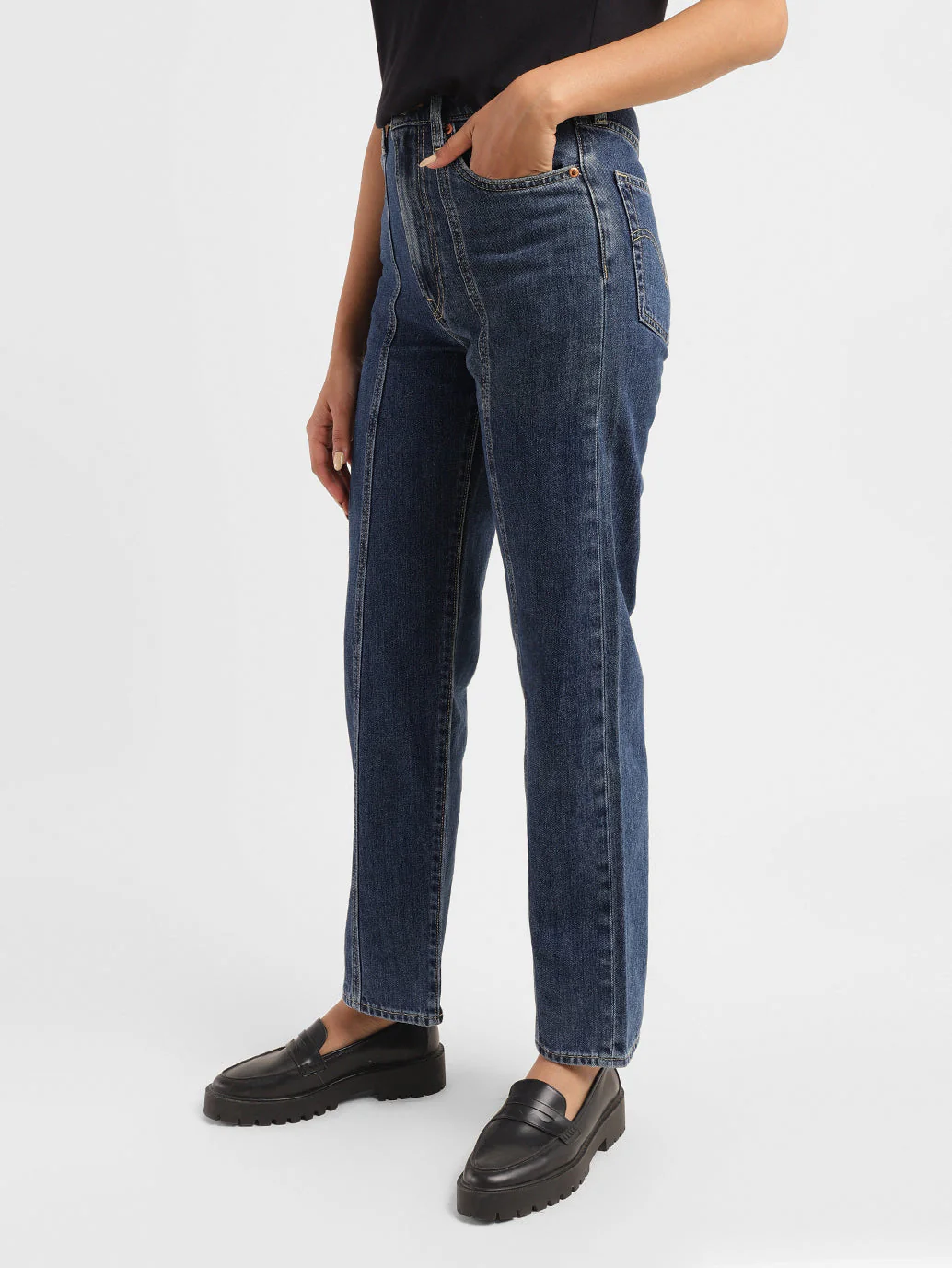 Women's Blue Ribcage Straight Fit High Rise Jeans - Image 6