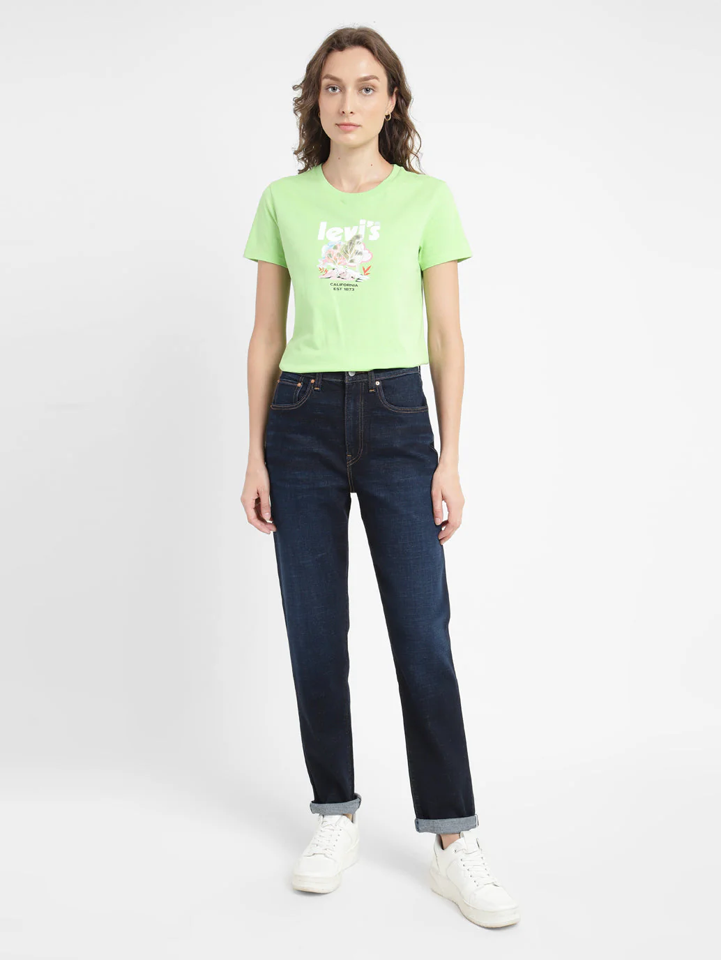 Women's Blue Loose Fit High Rise Jeans - Image 8