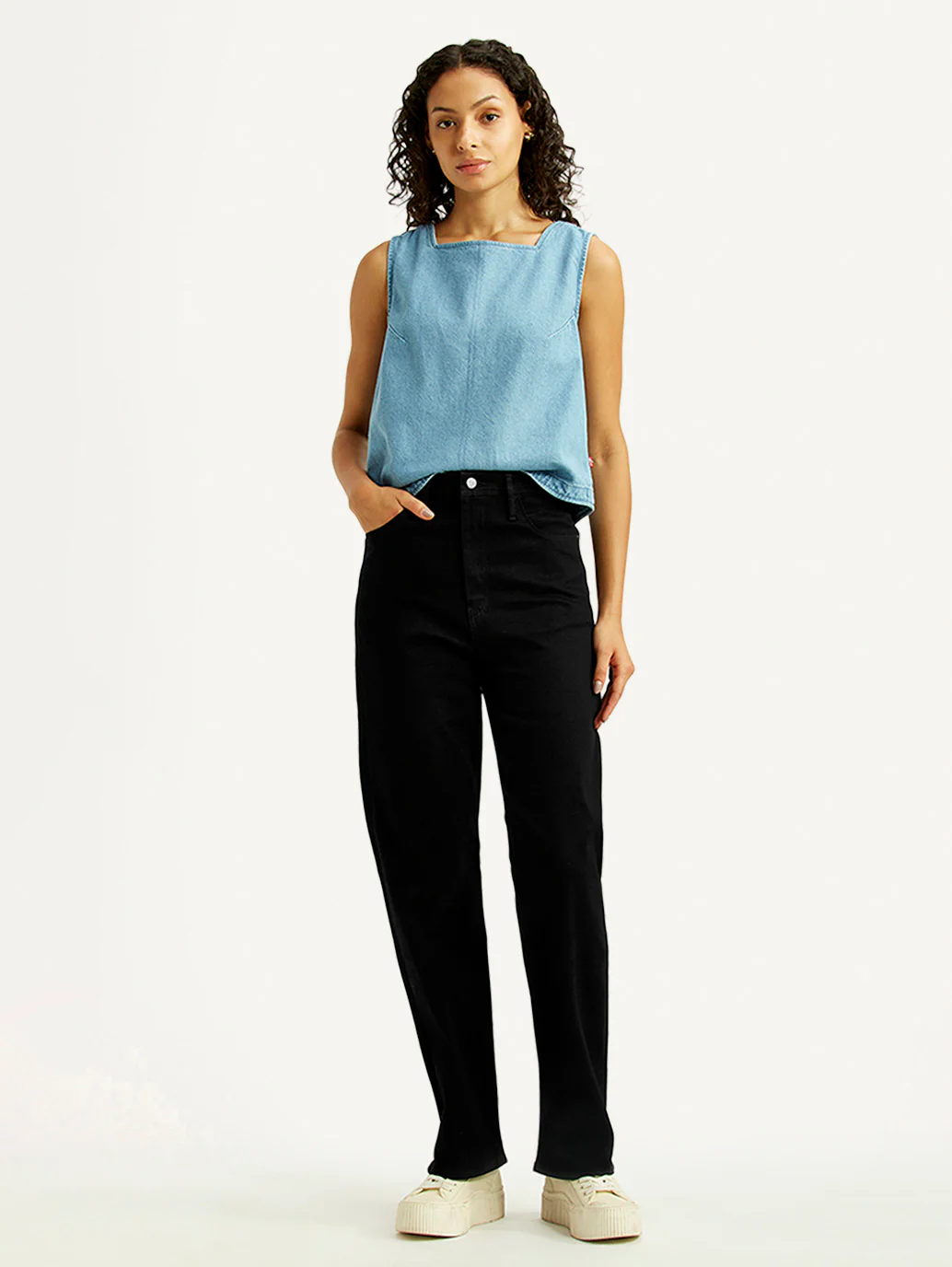 Women's Redloop Black Straight Fit High Rise Jeans