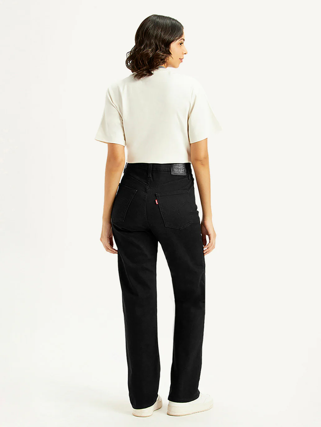 Women's Black Ribcage Straight Fit High Rise Jeans - Image 3