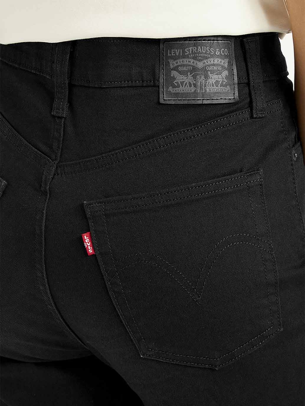 Women's Black Ribcage Straight Fit High Rise Jeans - Image 4