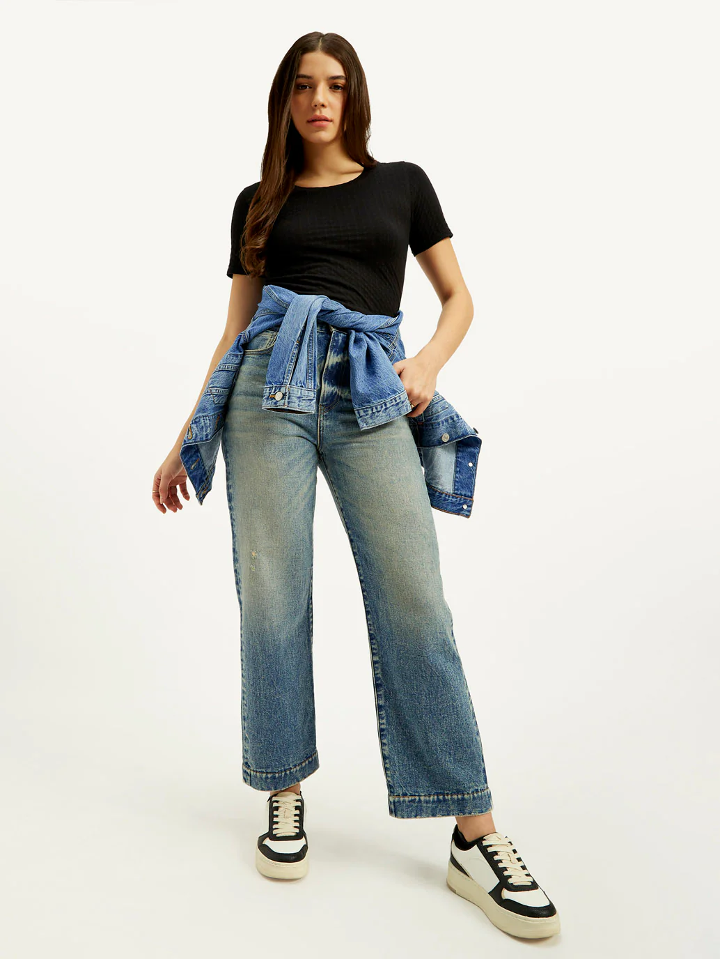 Women's Blue Ribcage Straight Fit High Rise Jeans